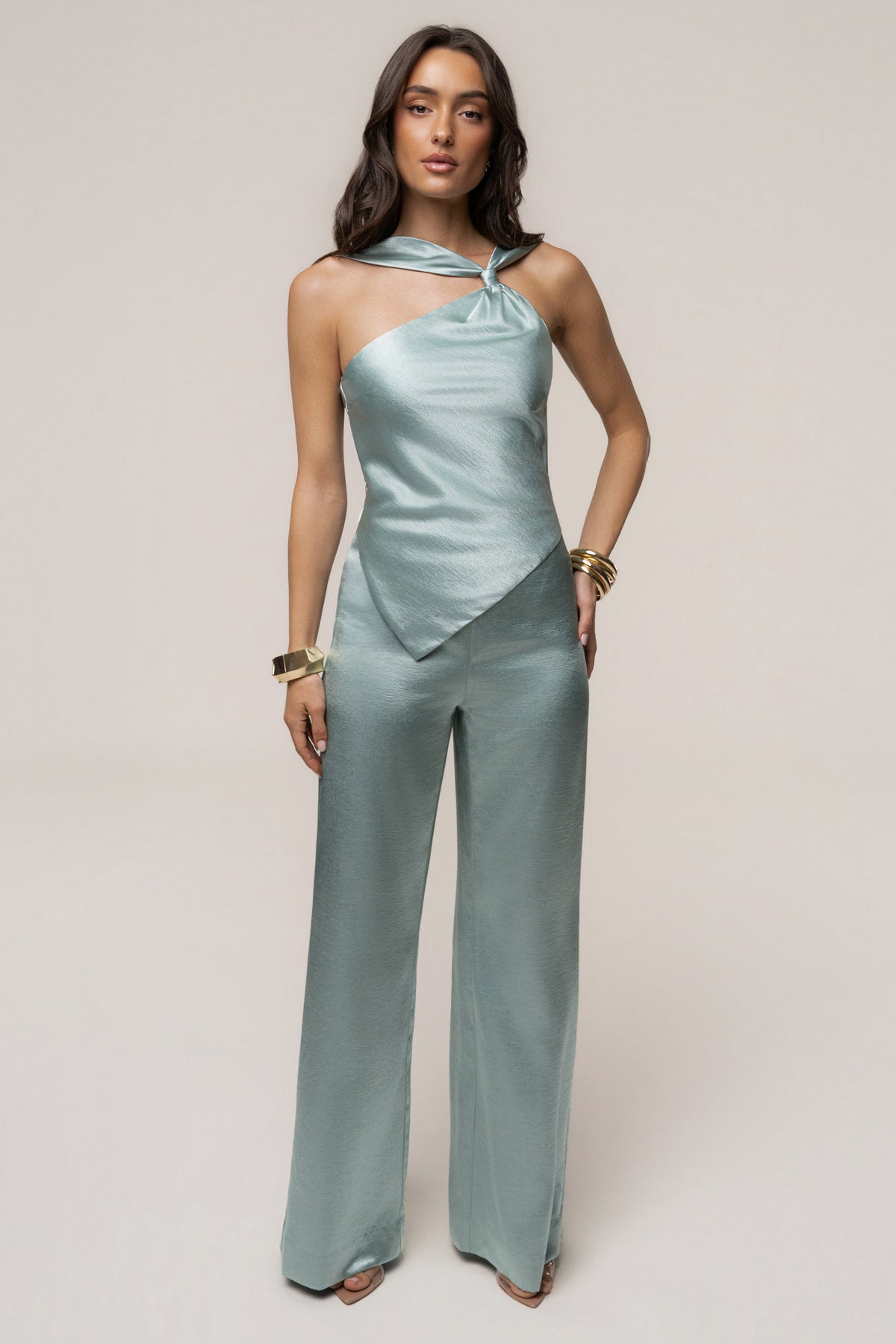 Teal Premiere One Shoulder Jumpsuit