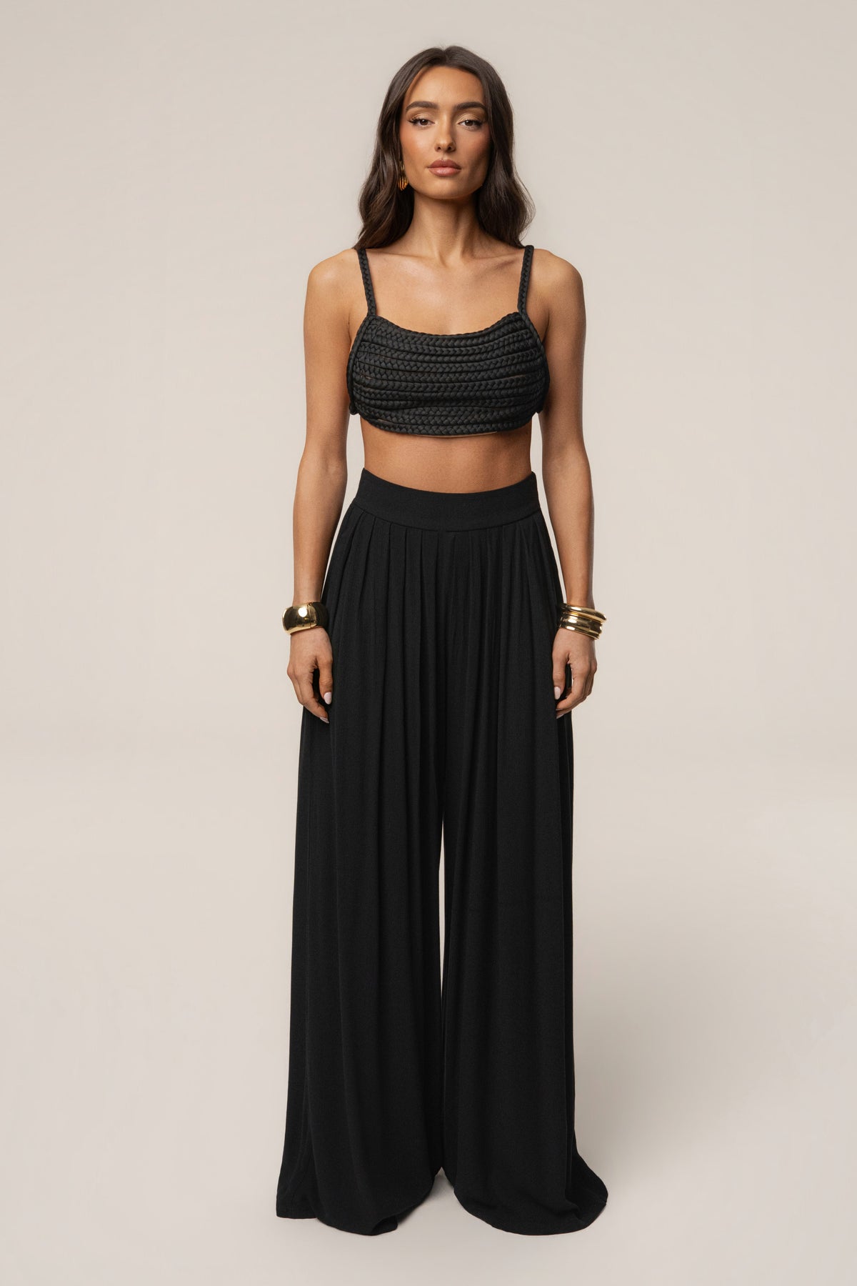 Black After Sunset Pleated Pants