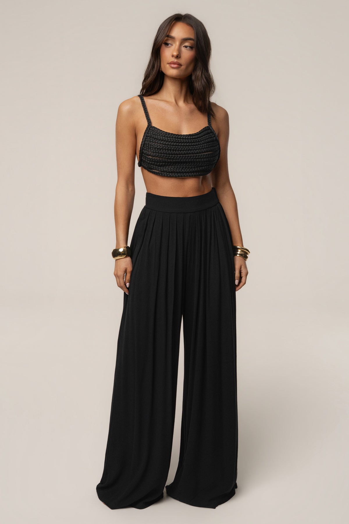 Black After Sunset Pleated Pants