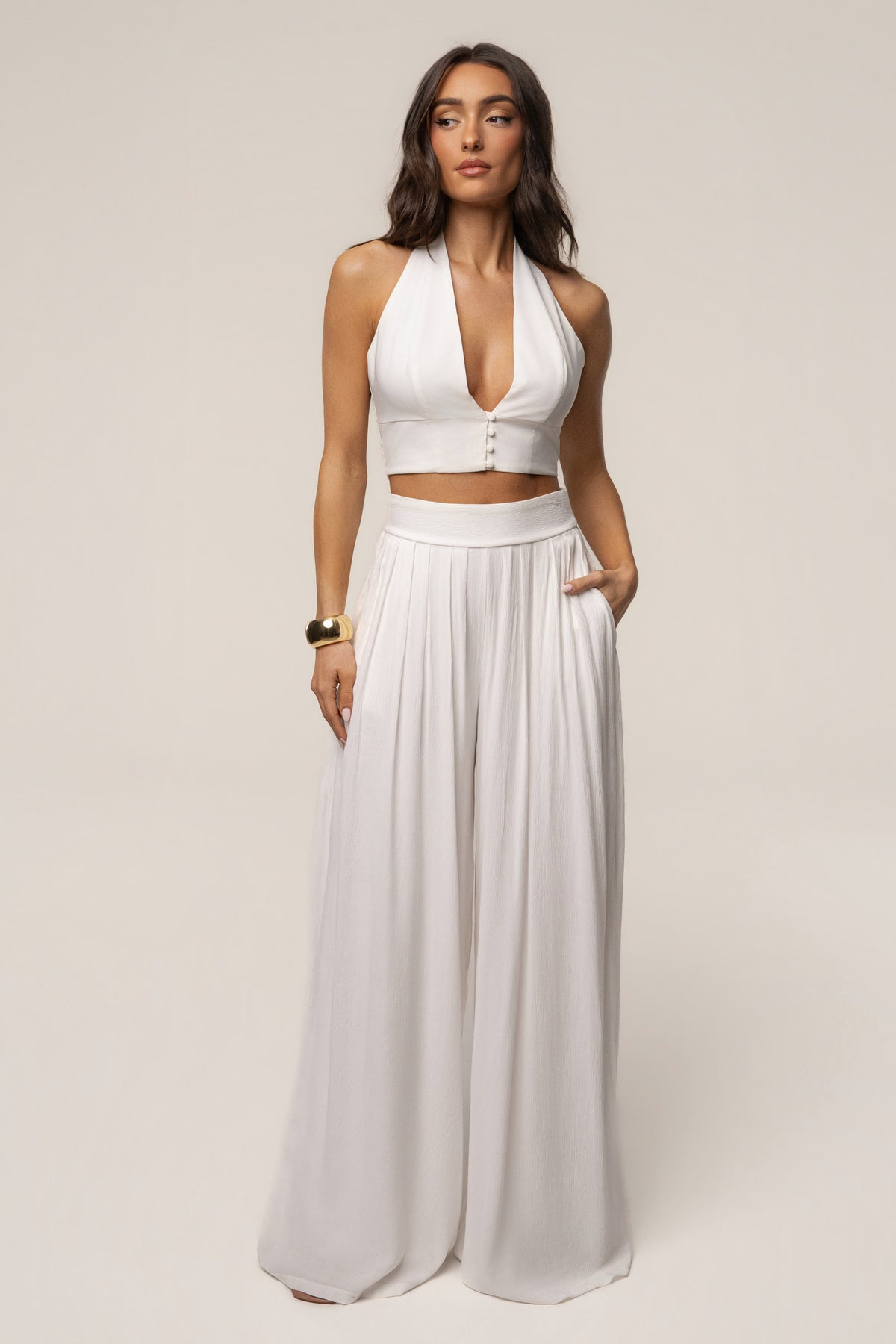White After Sunset Pleated Pants
