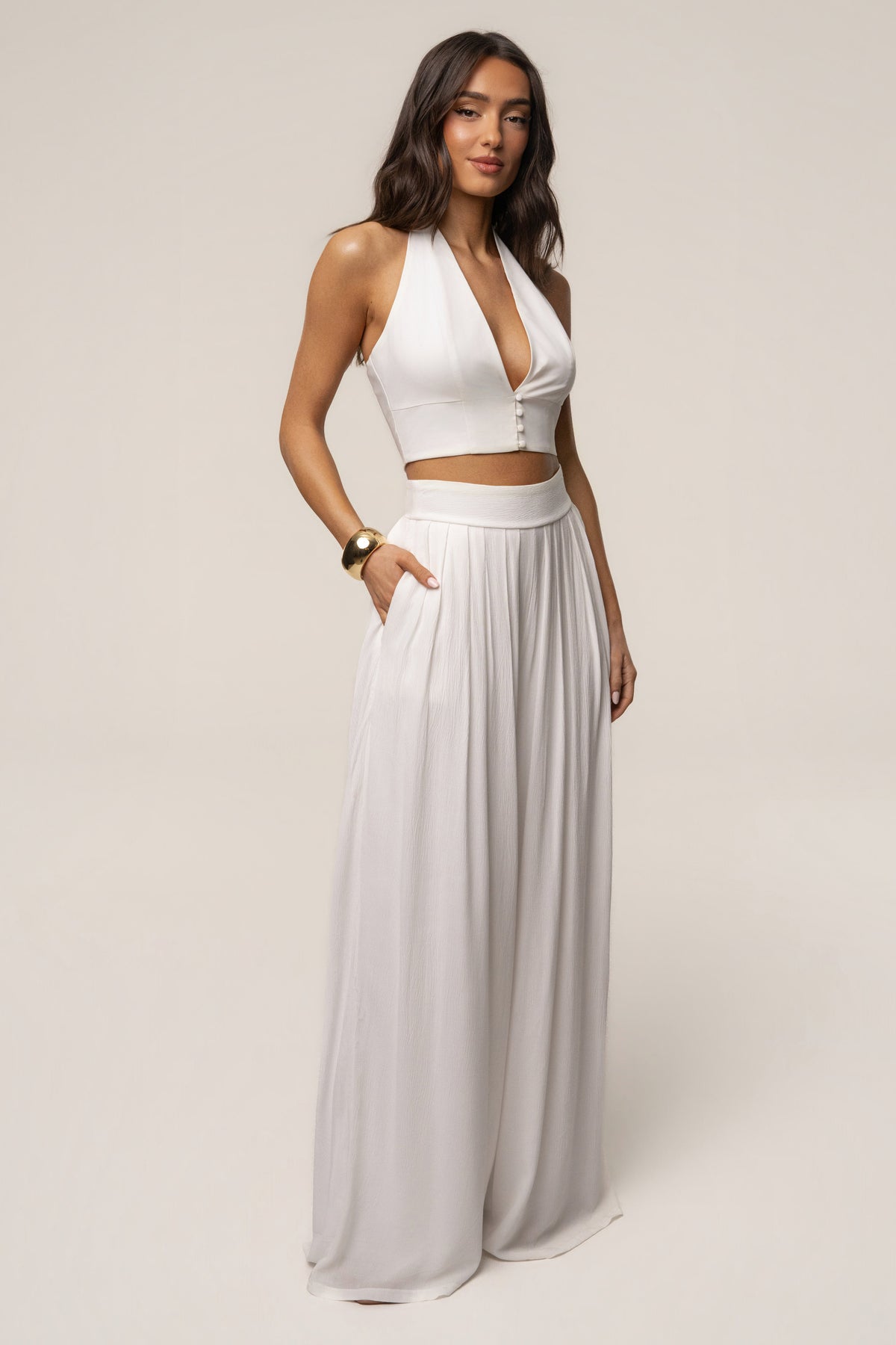 White After Sunset Pleated Pants