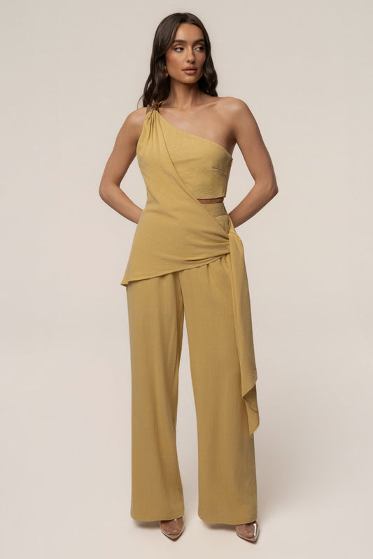 Yellow Thea Linen Pants