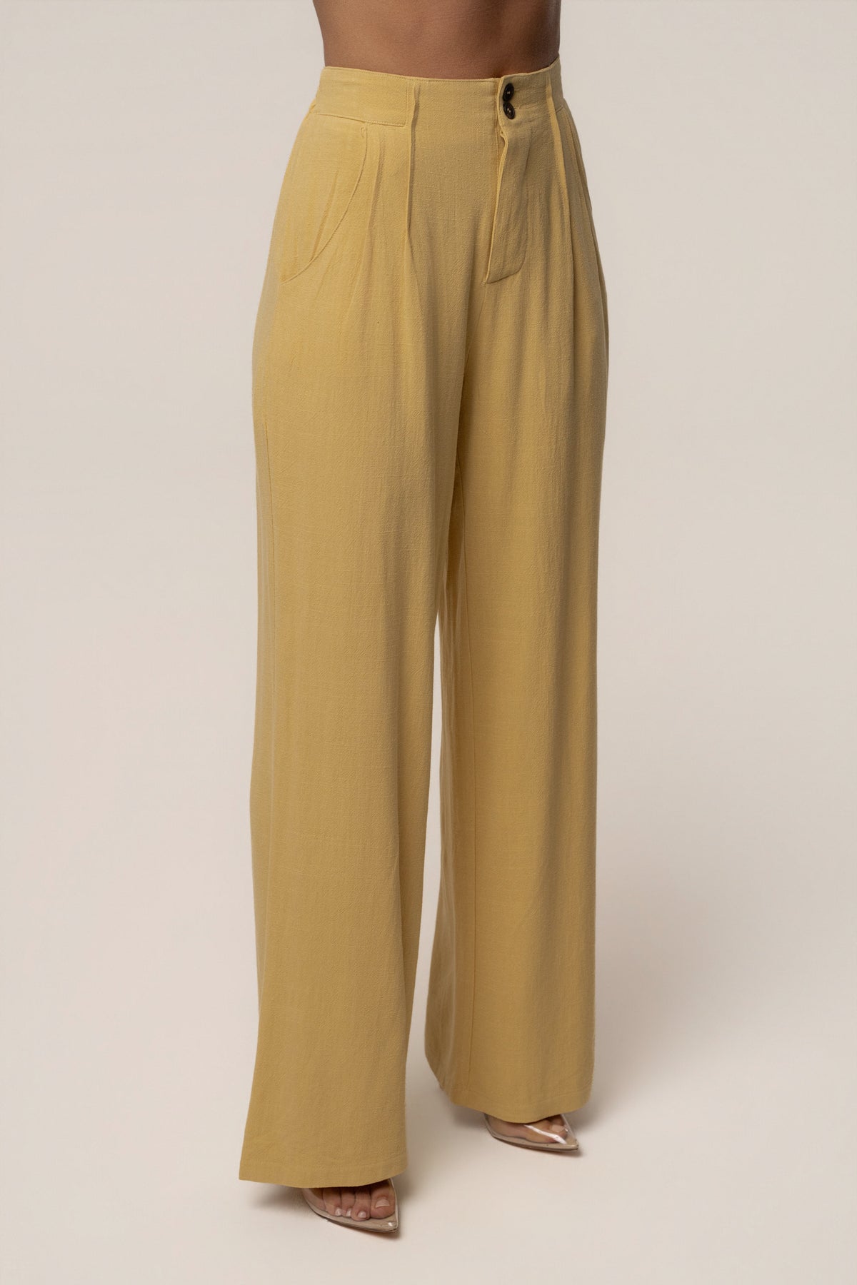 Yellow Thea Linen Pants