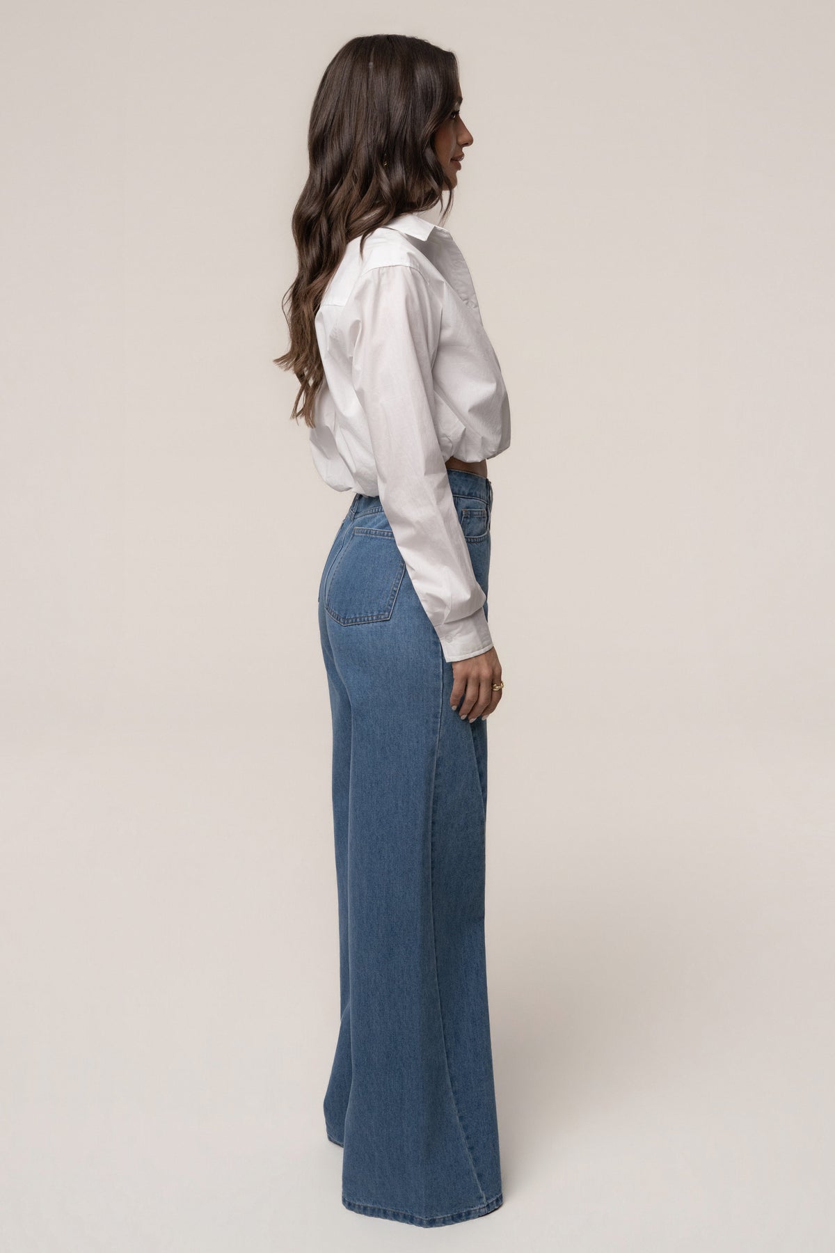 White Minimalist Button Down Crop