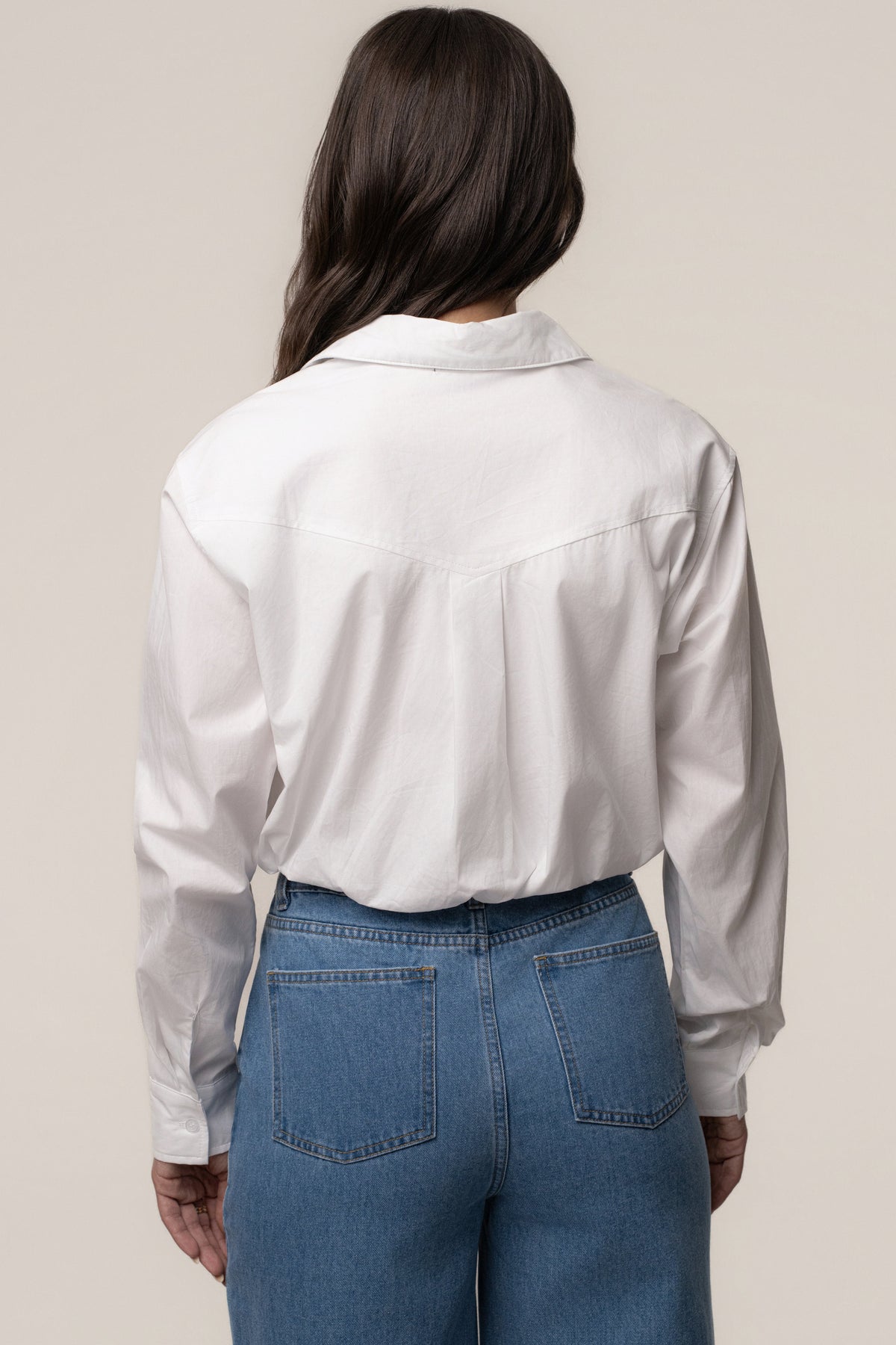 White Minimalist Button Down Crop
