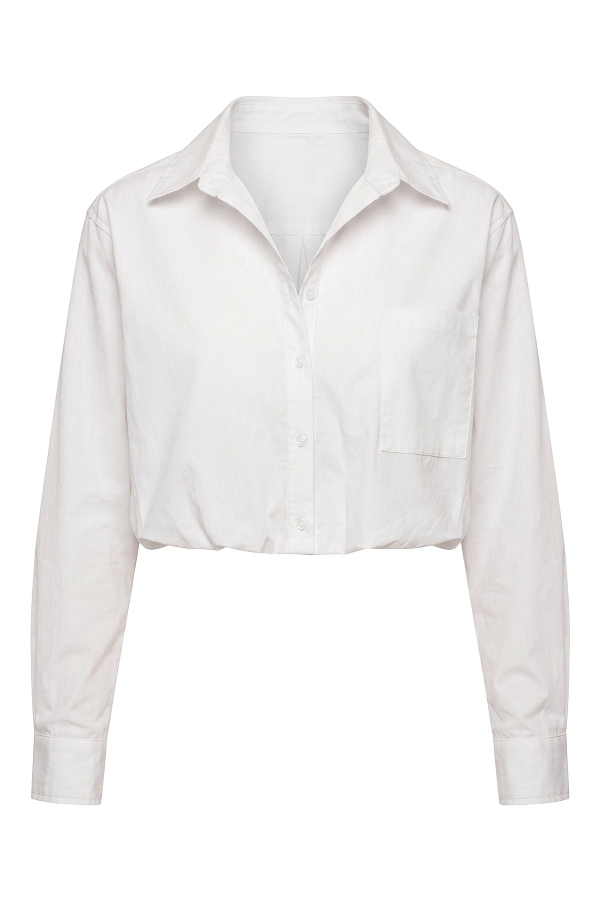White Minimalist Button Down Crop