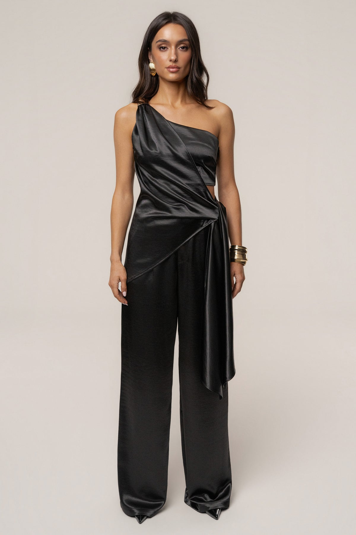 Black Thea Satin Pants
