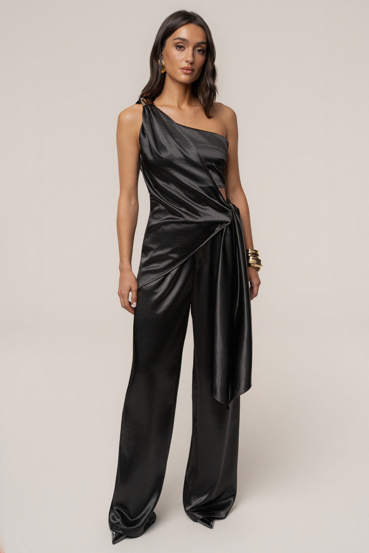 Black Thea Satin Pants
