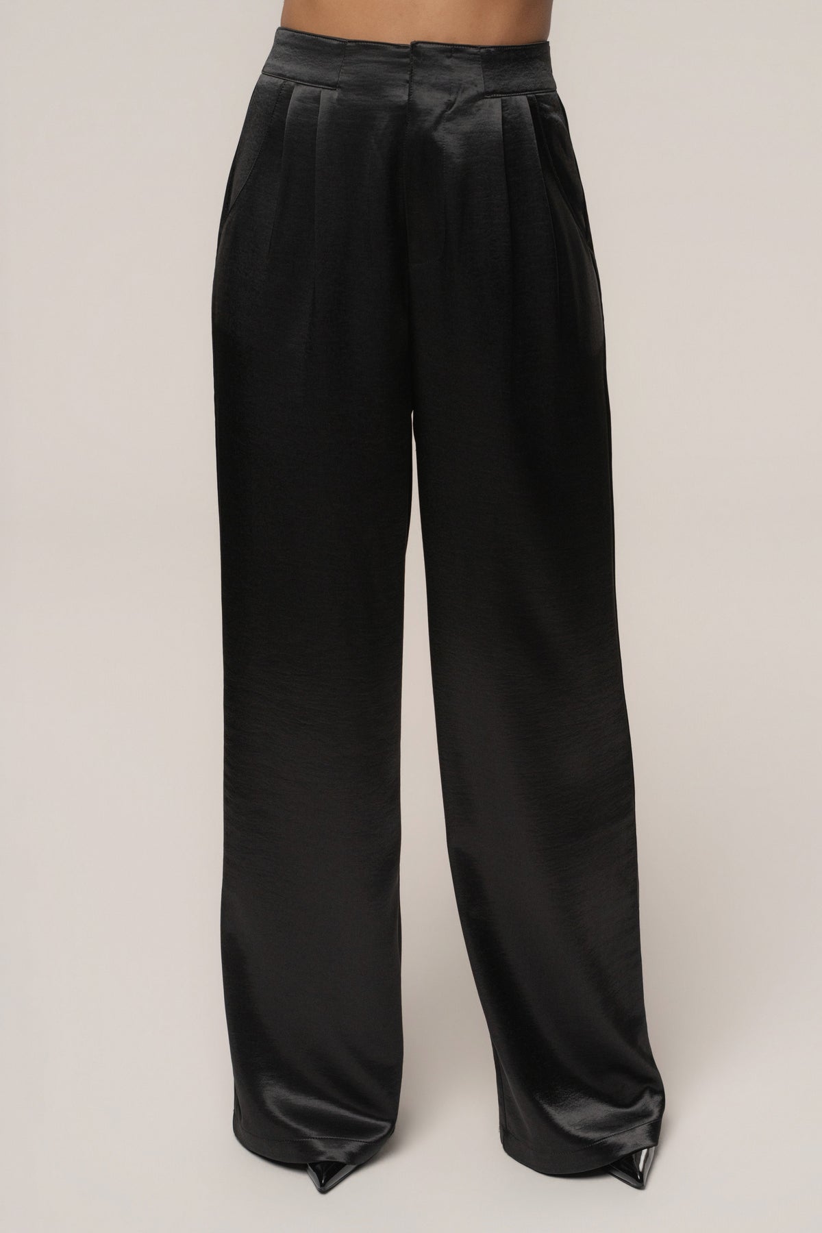 Black Thea Satin Pants