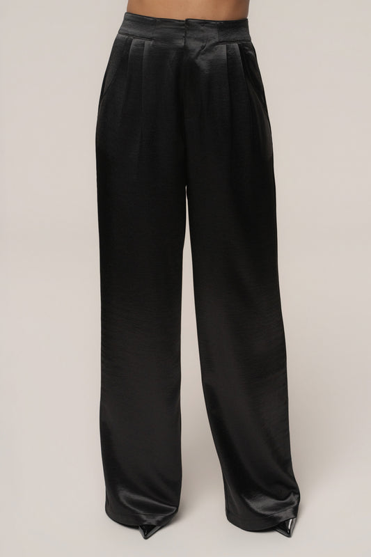 Black Thea Satin Pants