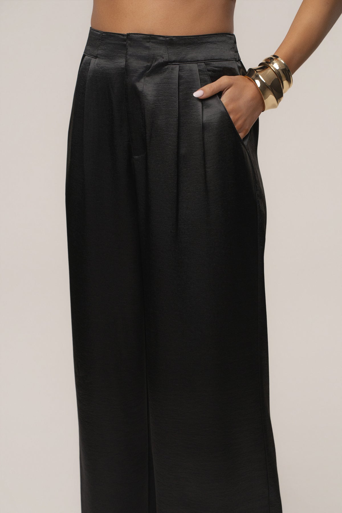 Black Thea Satin Pants