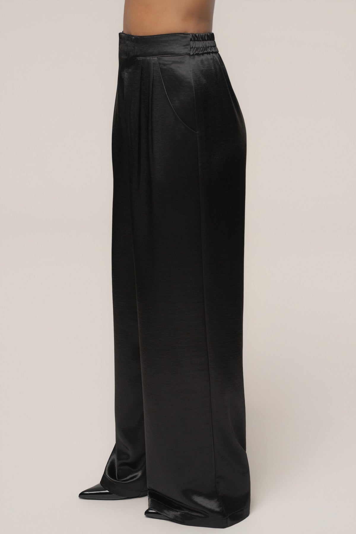 Black Thea Satin Pants