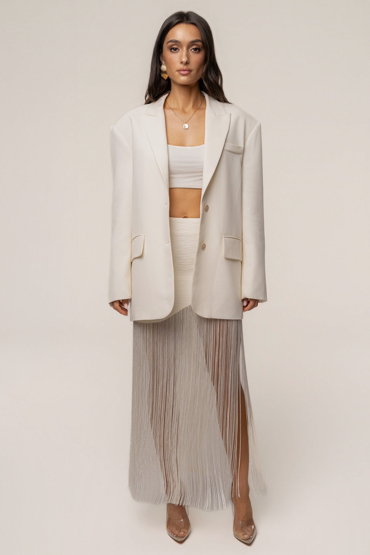 Ivory Gala Nights Fringe Skirt