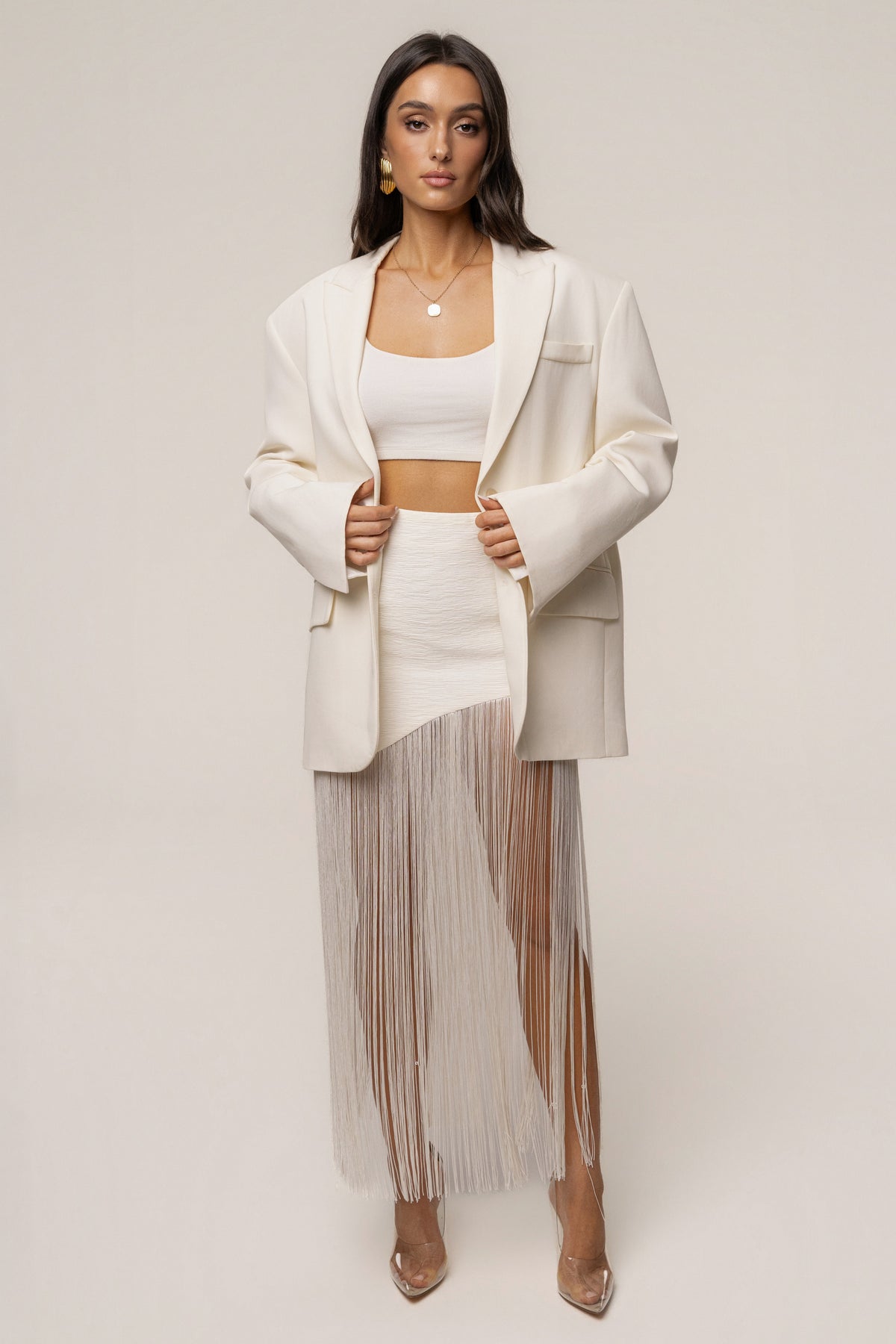 Ivory Gala Nights Fringe Skirt