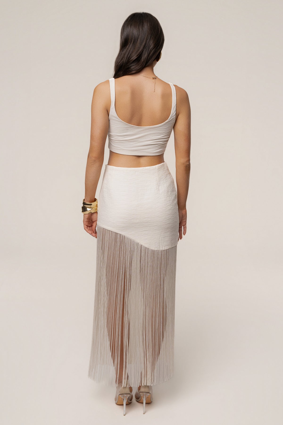 Ivory Gala Nights Fringe Skirt