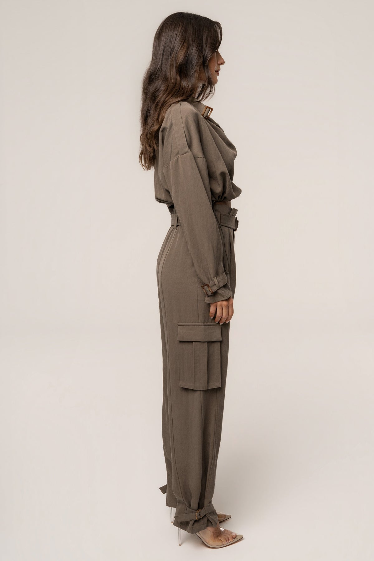 Dark Taupe Boundless Belted Cargo Pants