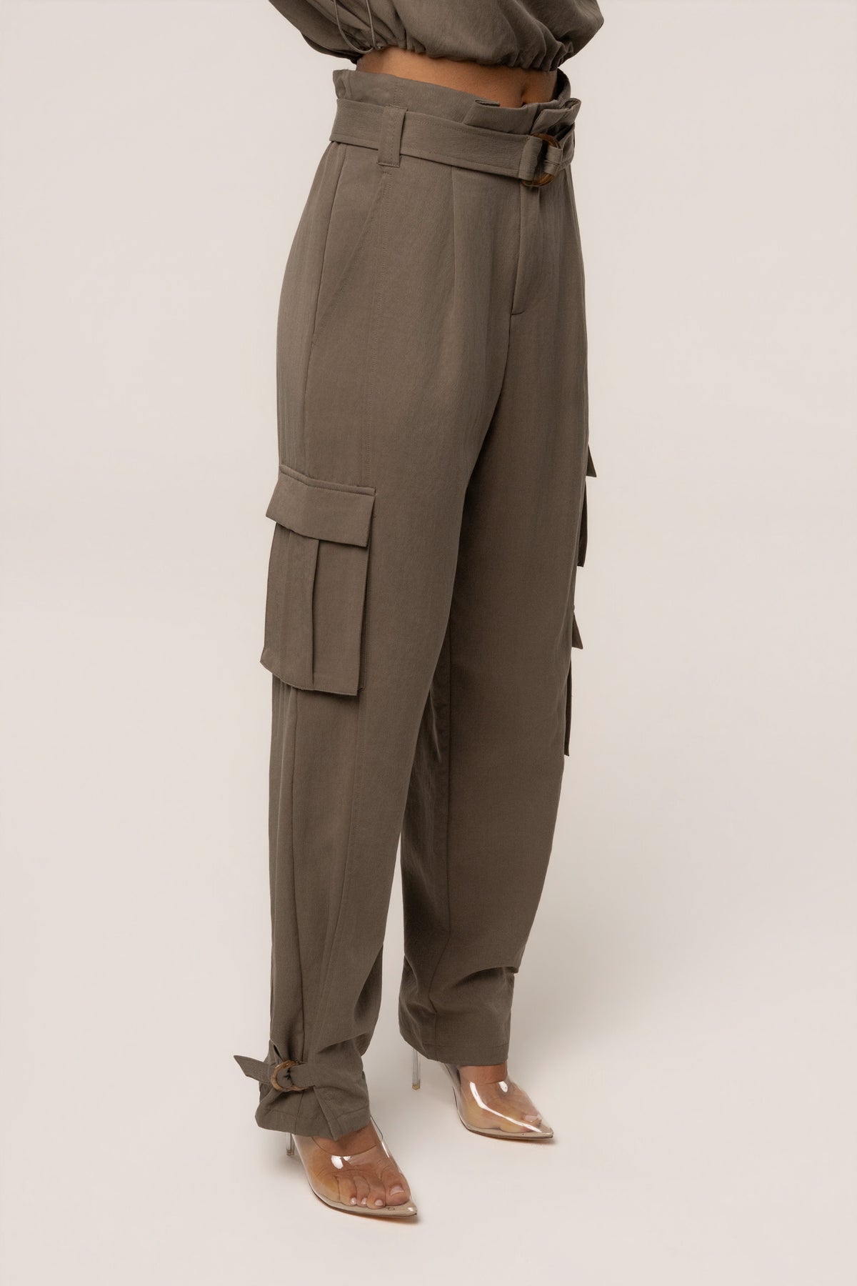 Dark Taupe Boundless Belted Cargo Pants