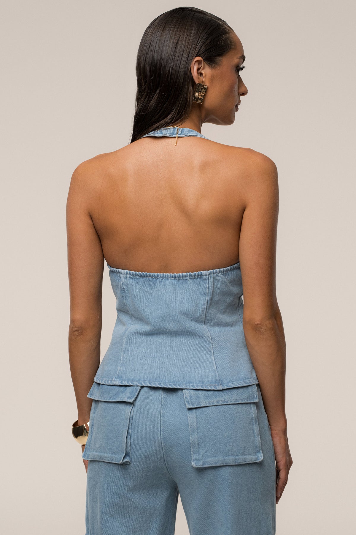 Medium Wash Josie Denim Halter Top
