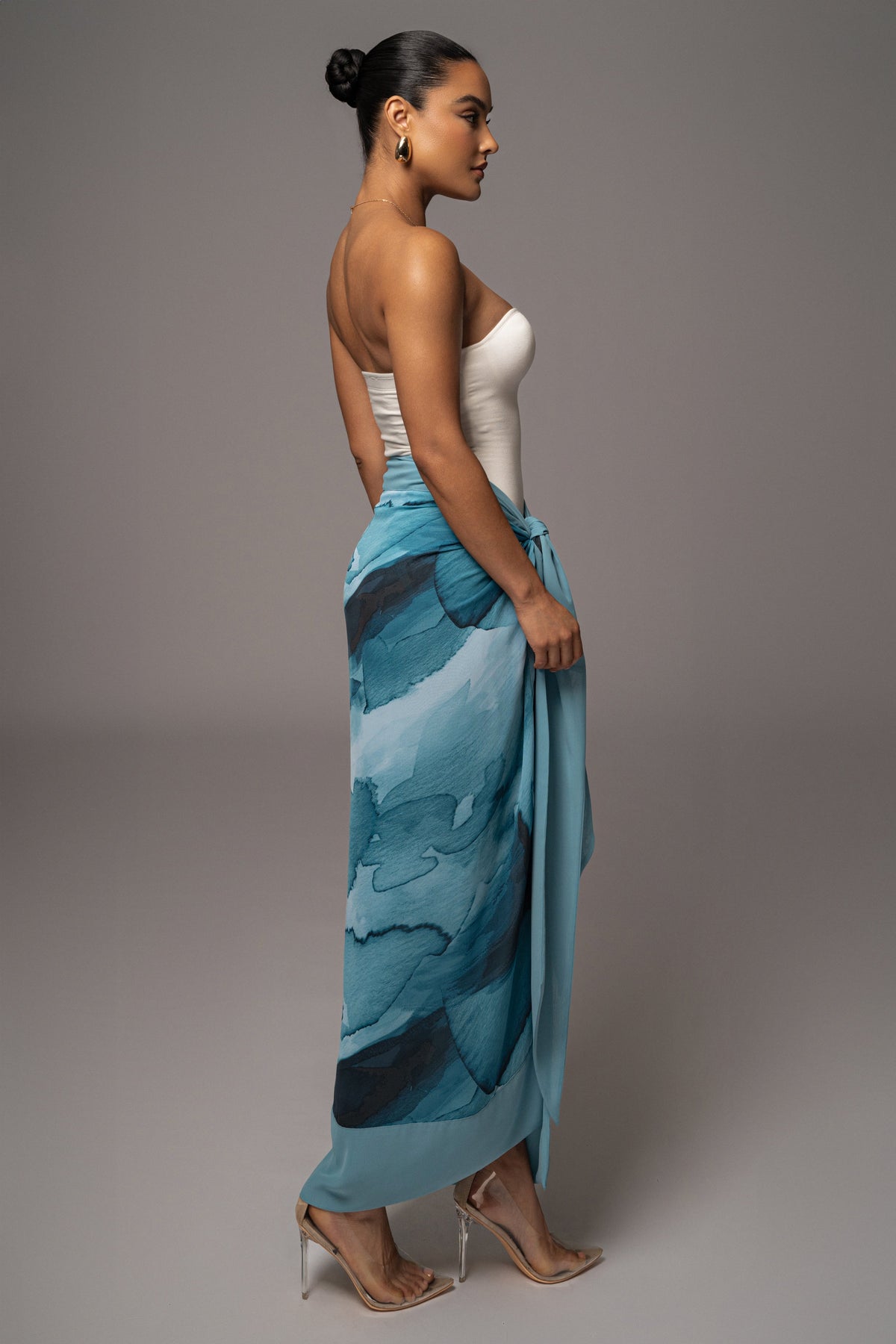 Blue Abstract Marine Print Sarong