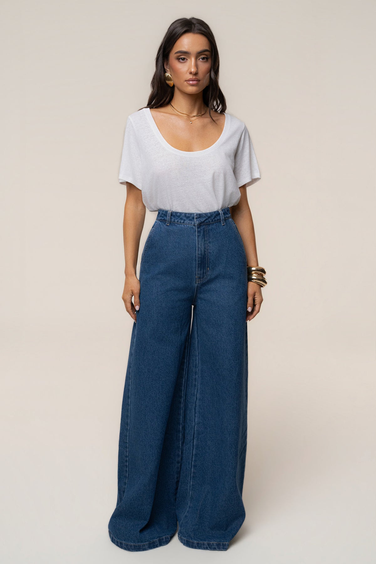 Medium Wash Wide Leg Denim Jean