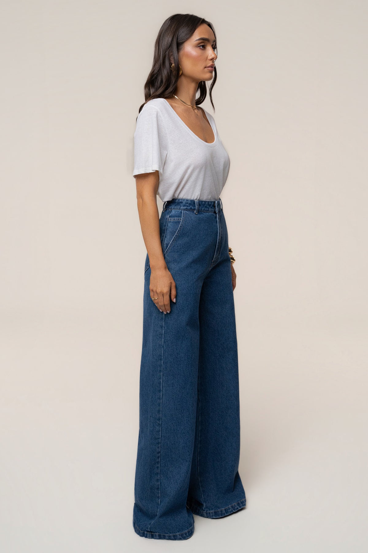 Medium Wash Wide Leg Denim Jean