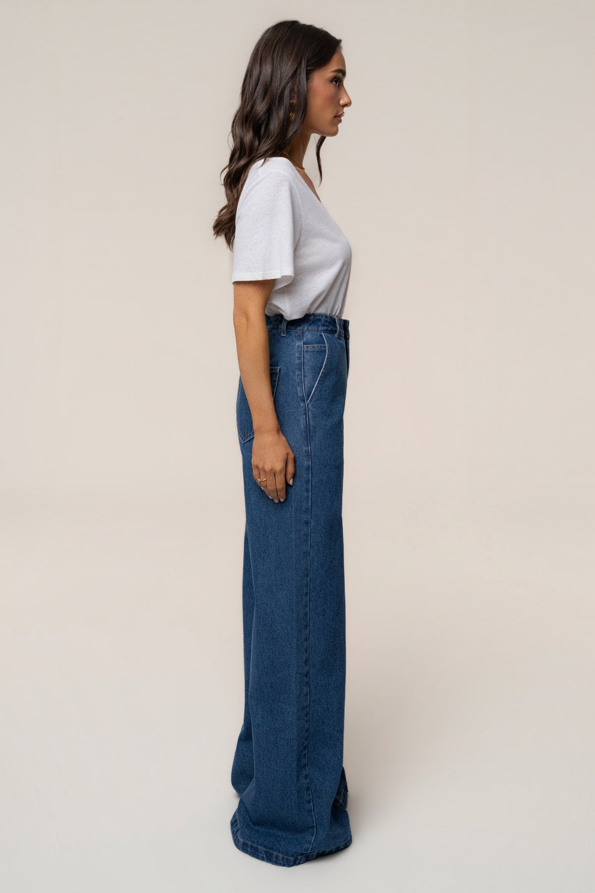 Medium Wash Wide Leg Denim Jean