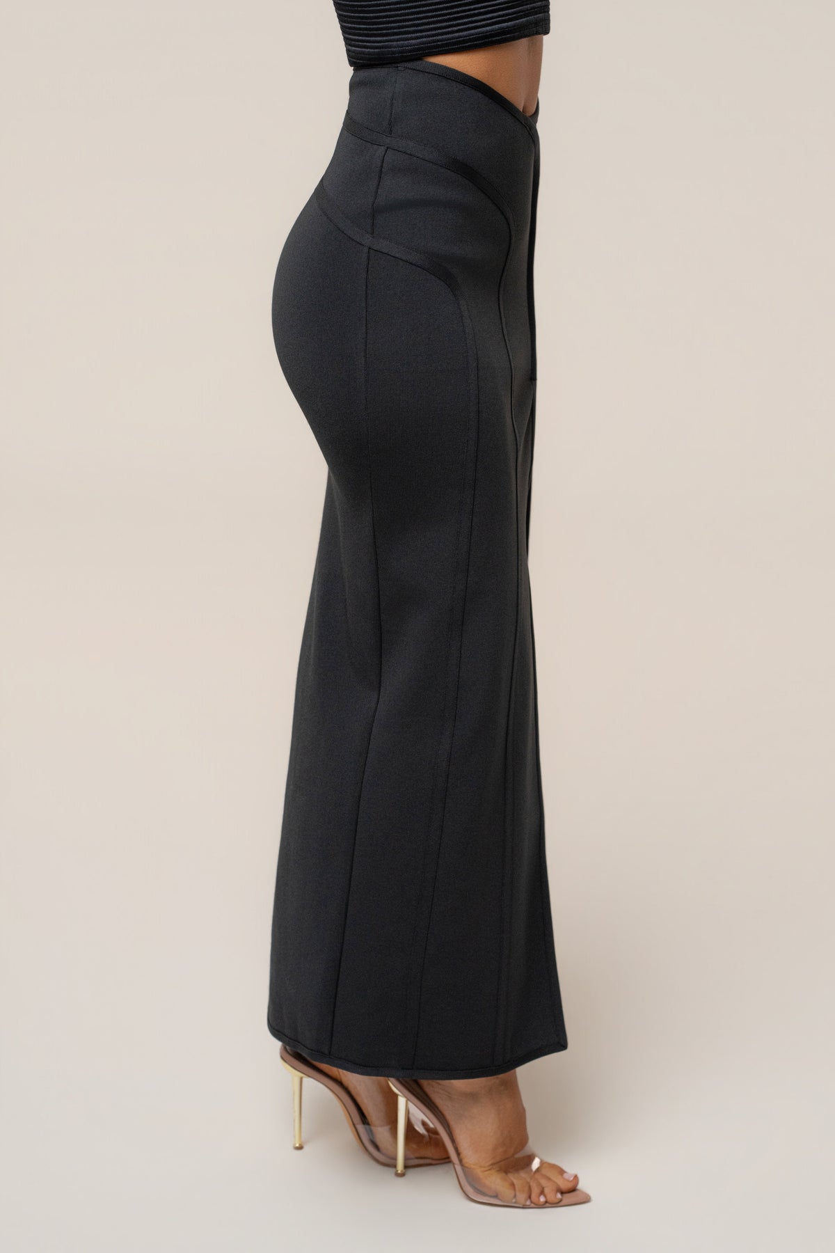 Black Essential Form Maxi Skirt