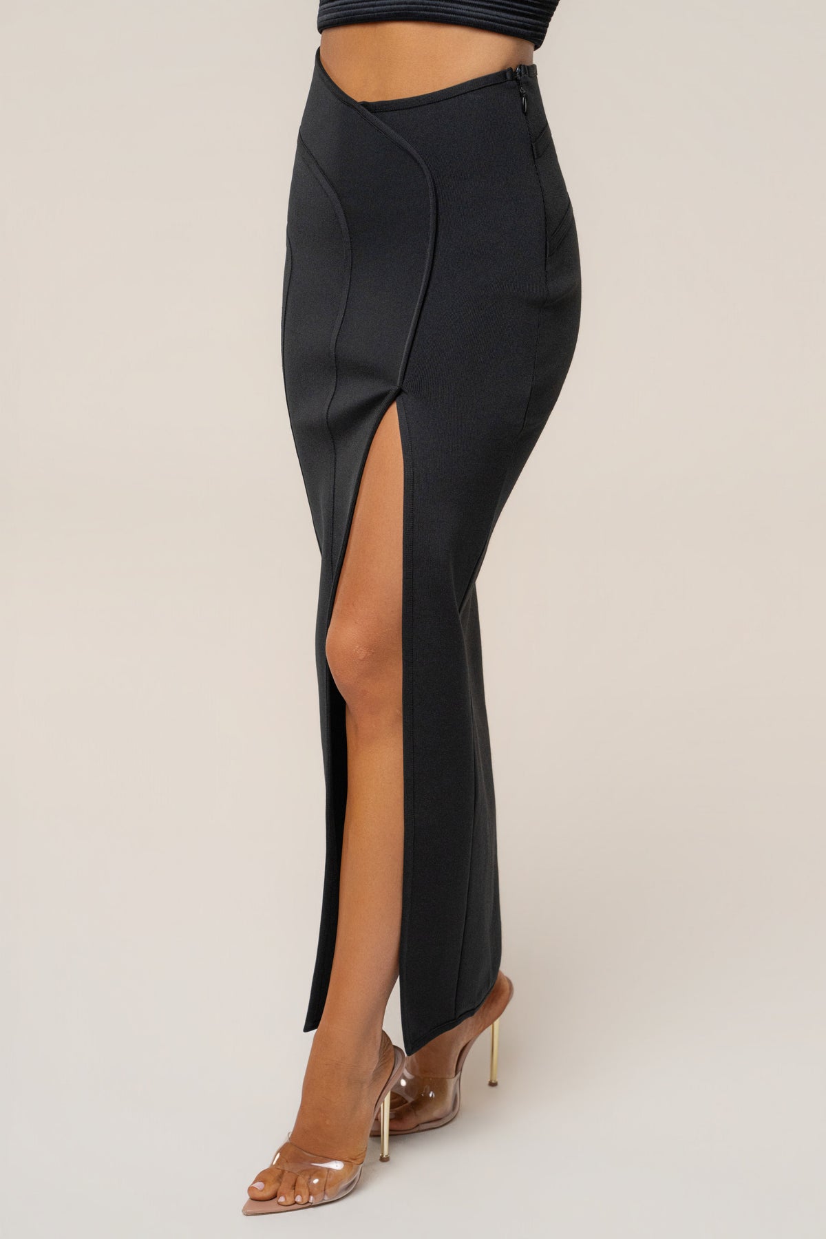 Black Essential Form Maxi Skirt