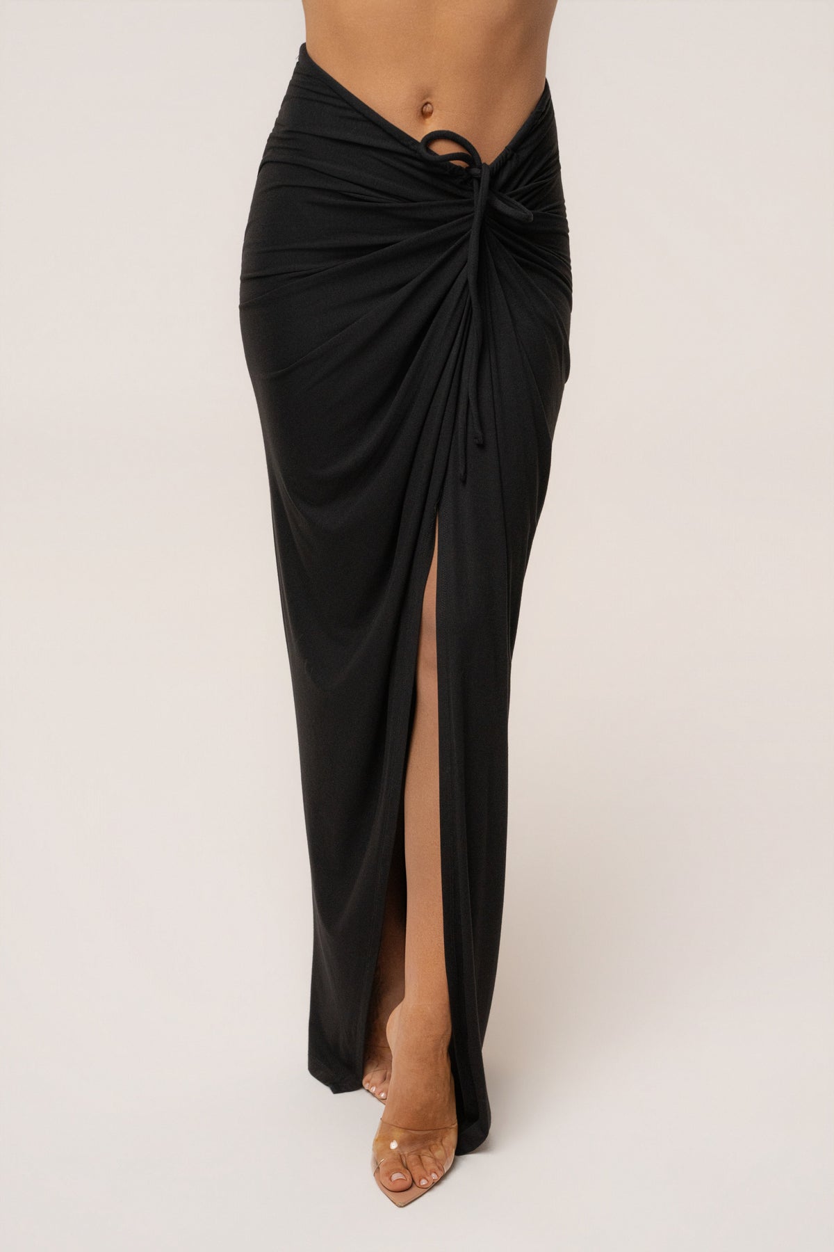 Black Island Drape Maxi Skirt