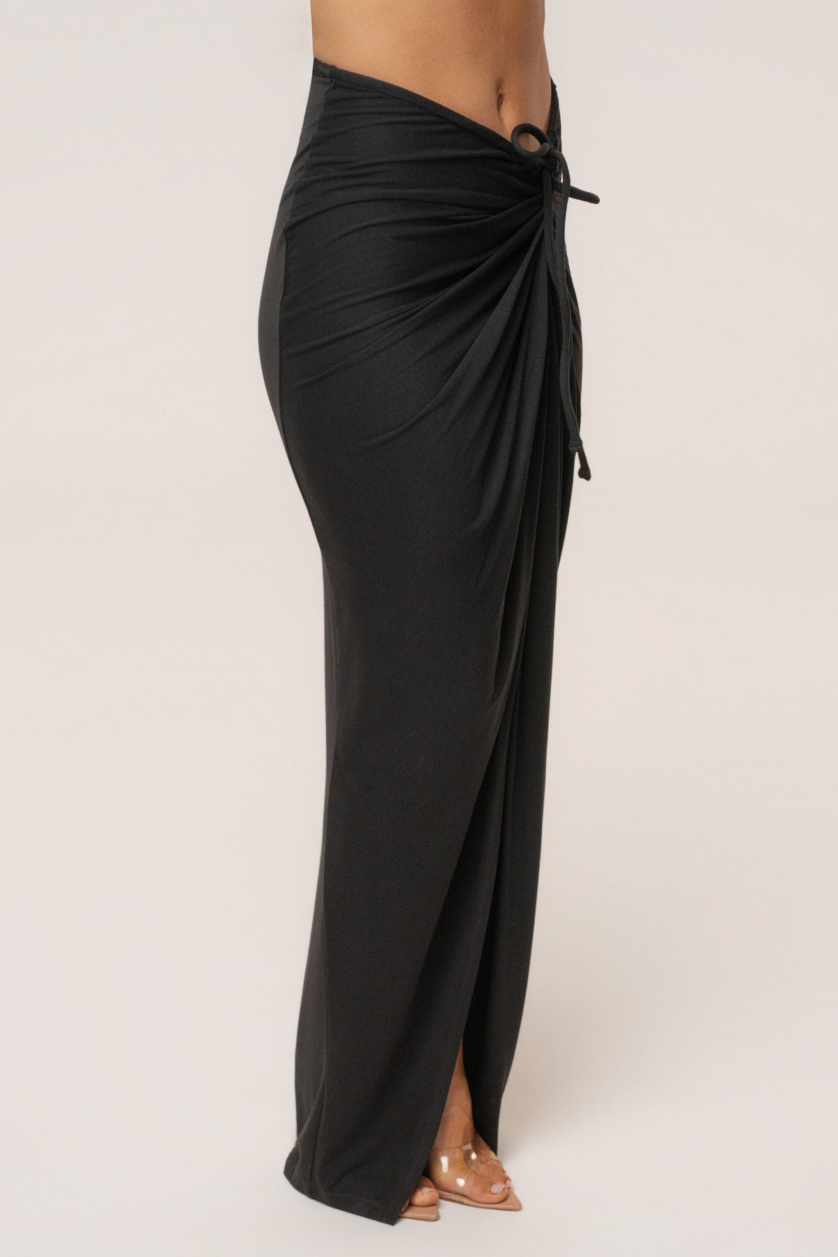 Black Island Drape Maxi Skirt