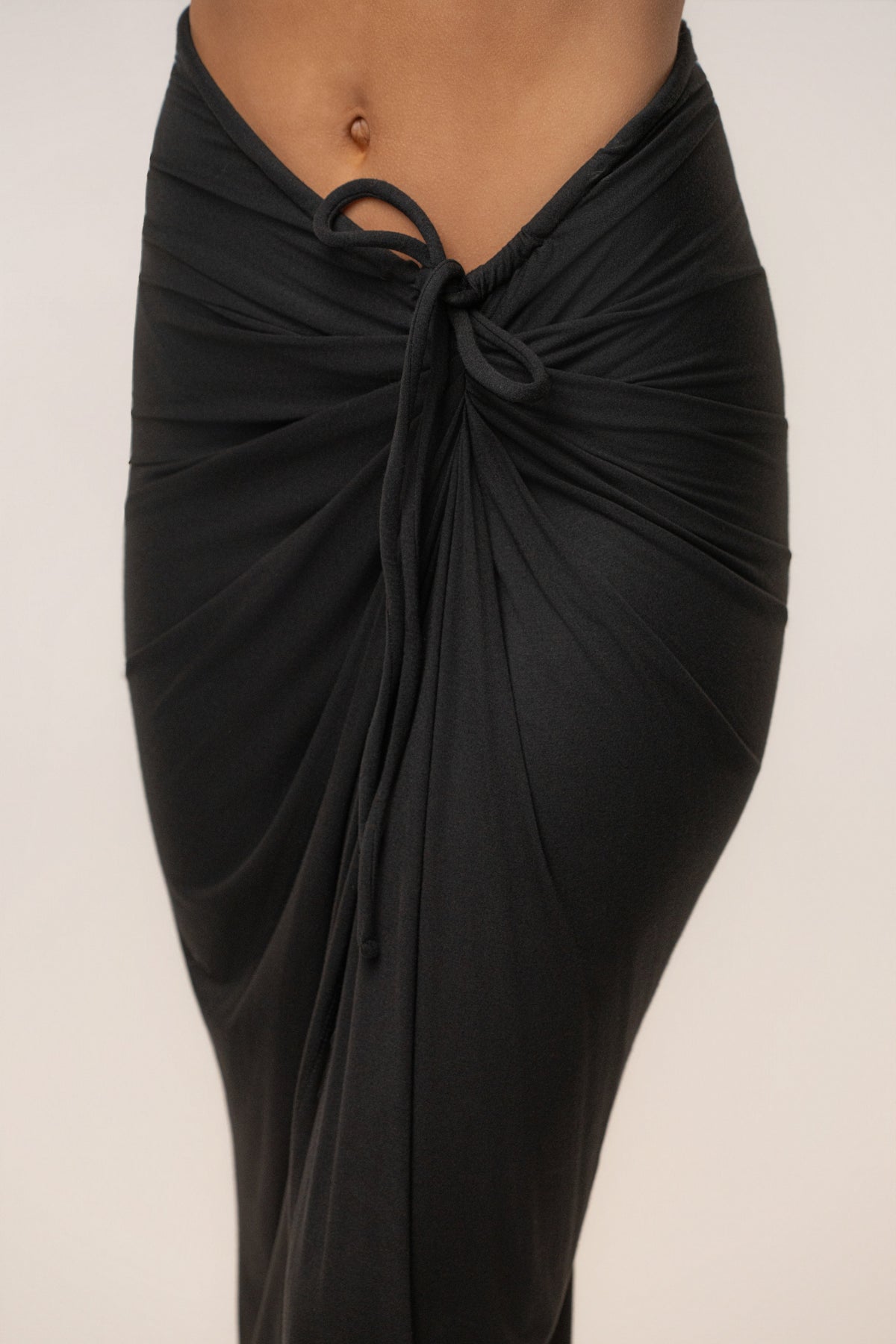 Black Island Drape Maxi Skirt