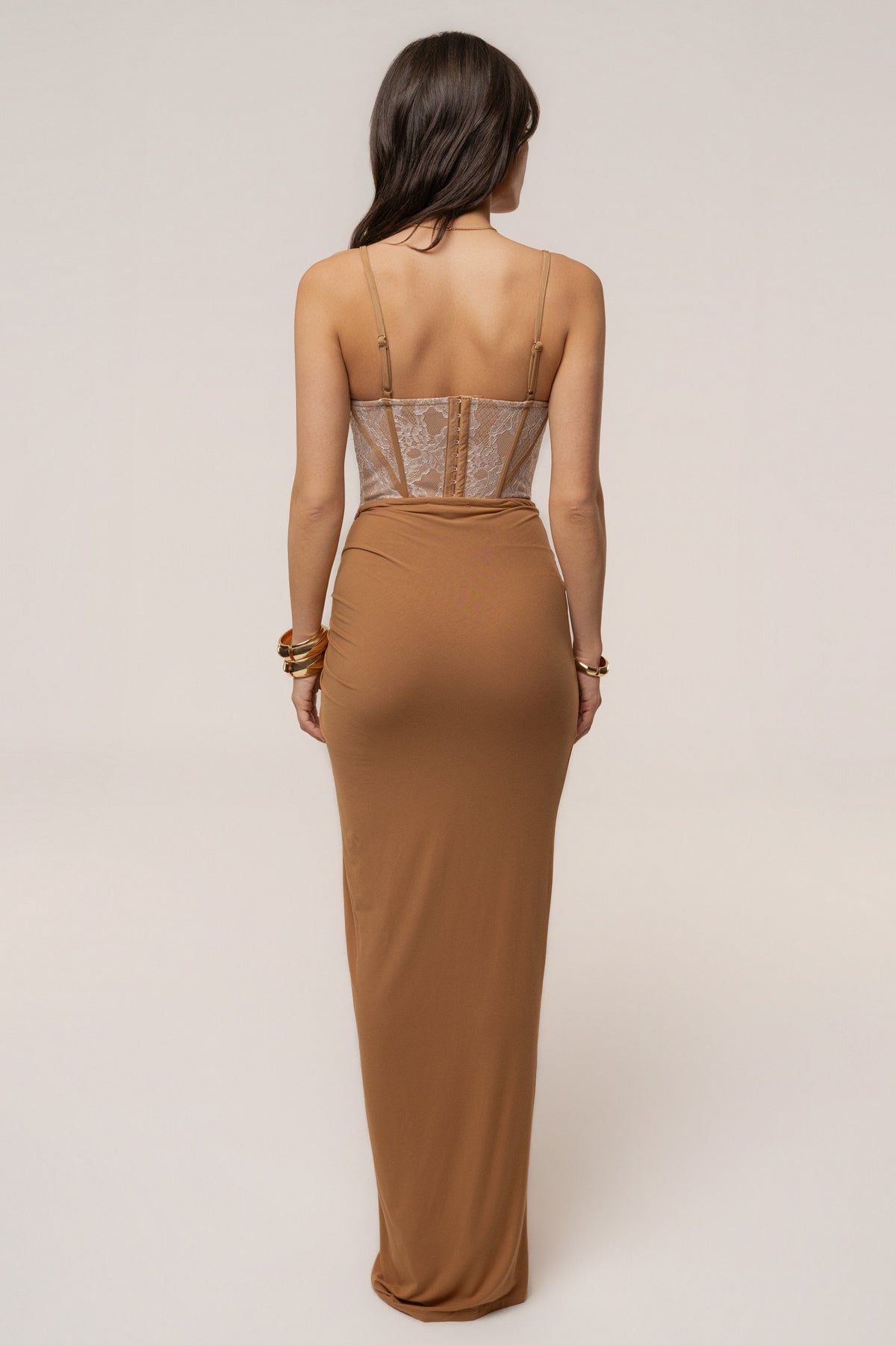 Tan Island Drape Maxi Skirt