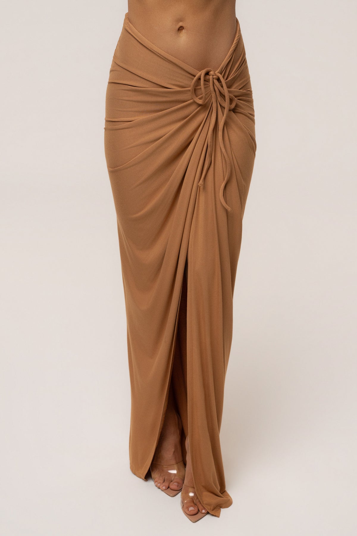 Tan Island Drape Maxi Skirt