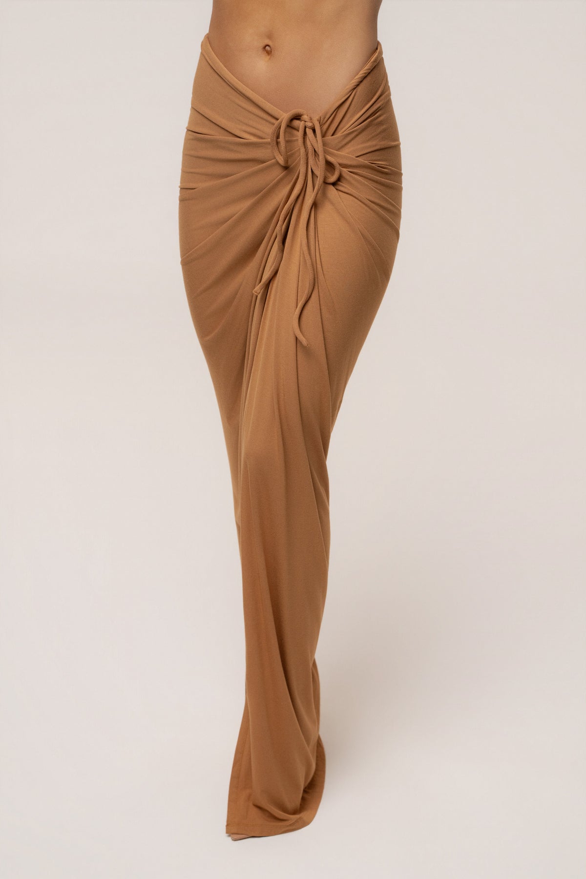 Tan Island Drape Maxi Skirt