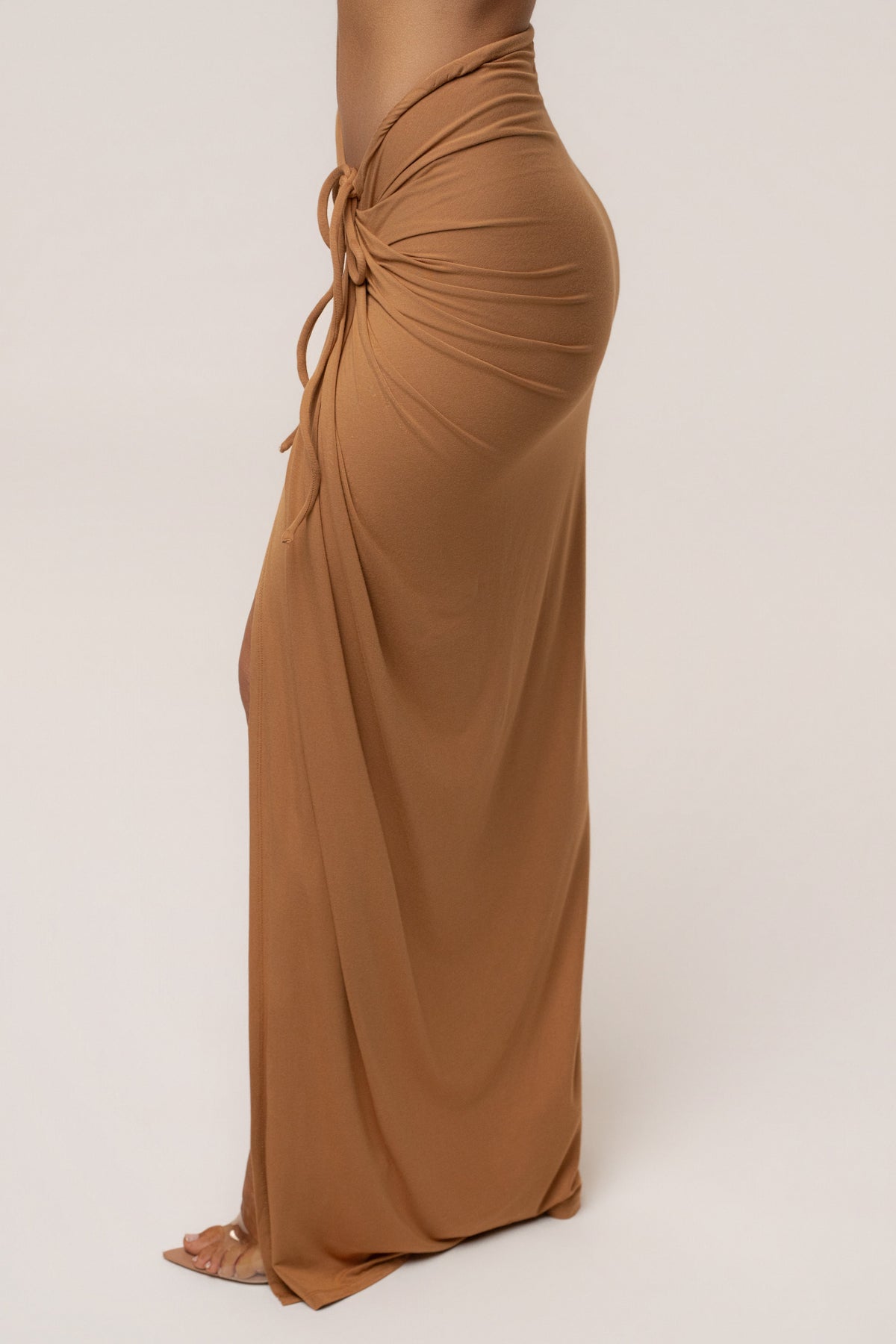 Tan Island Drape Maxi Skirt