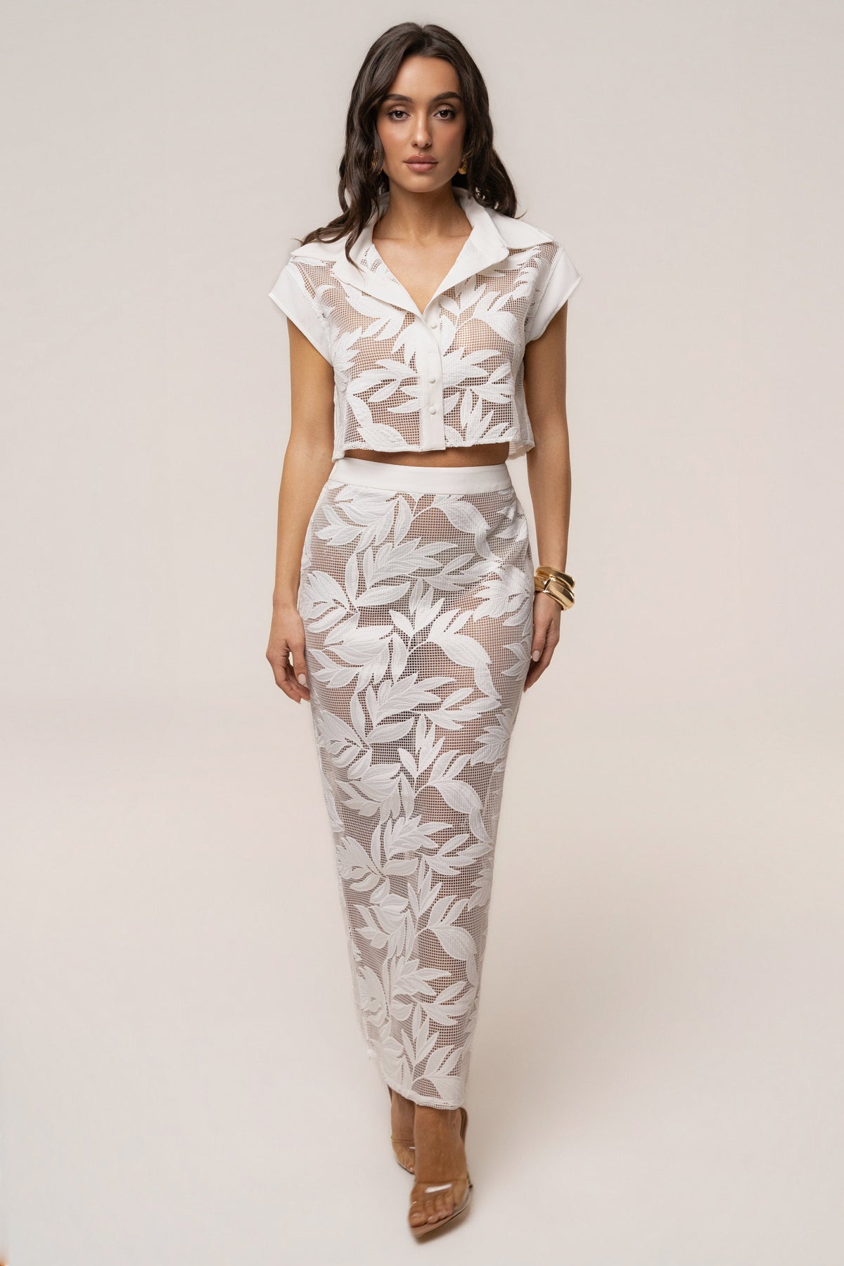 White Bali Nights Embroidered  Skirt