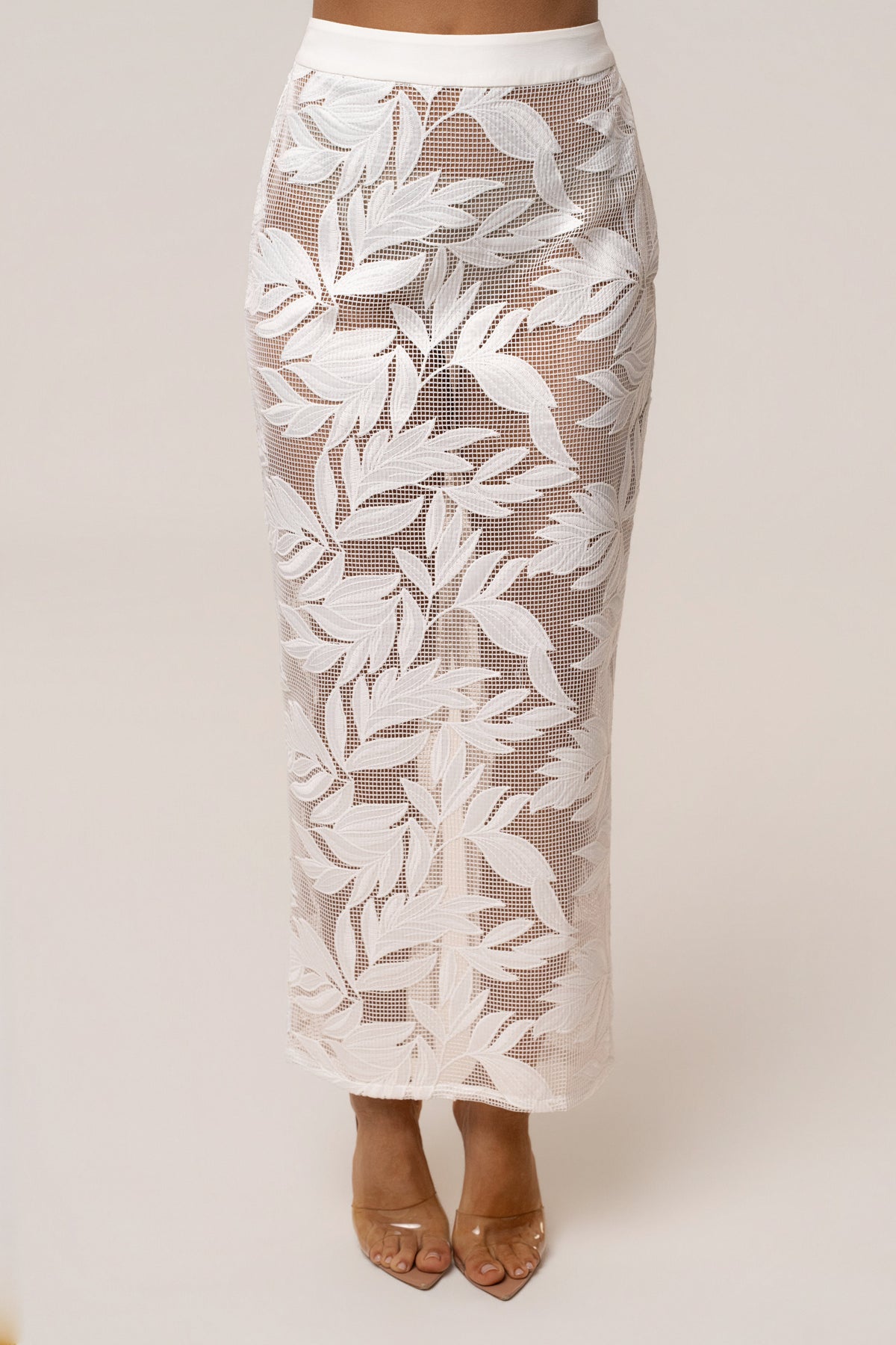 White Bali Nights Embroidered  Skirt