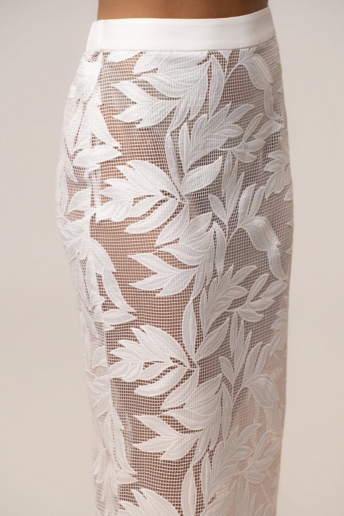 White Bali Nights Embroidered  Skirt