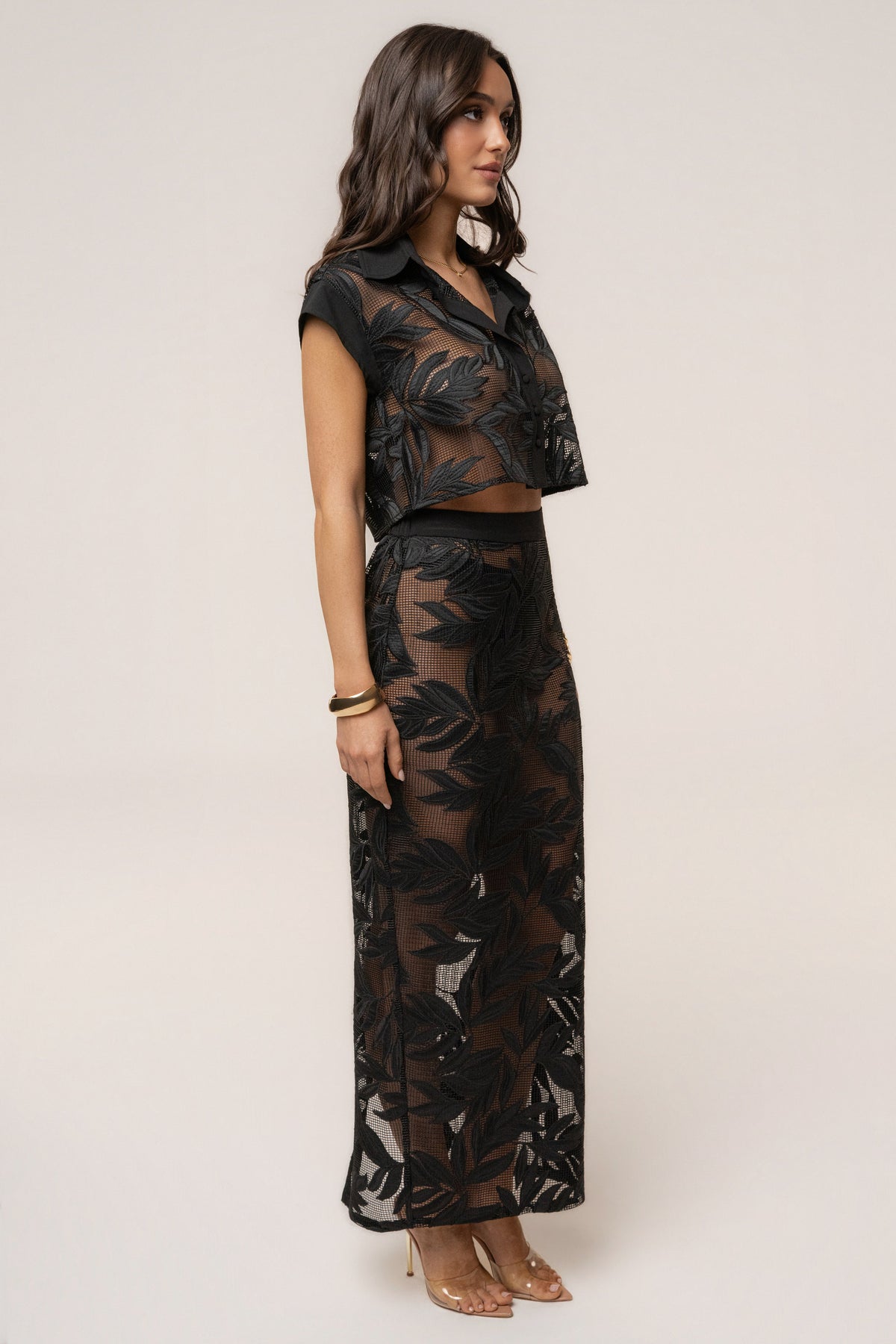 Black Bali Nights Embroidered  Skirt