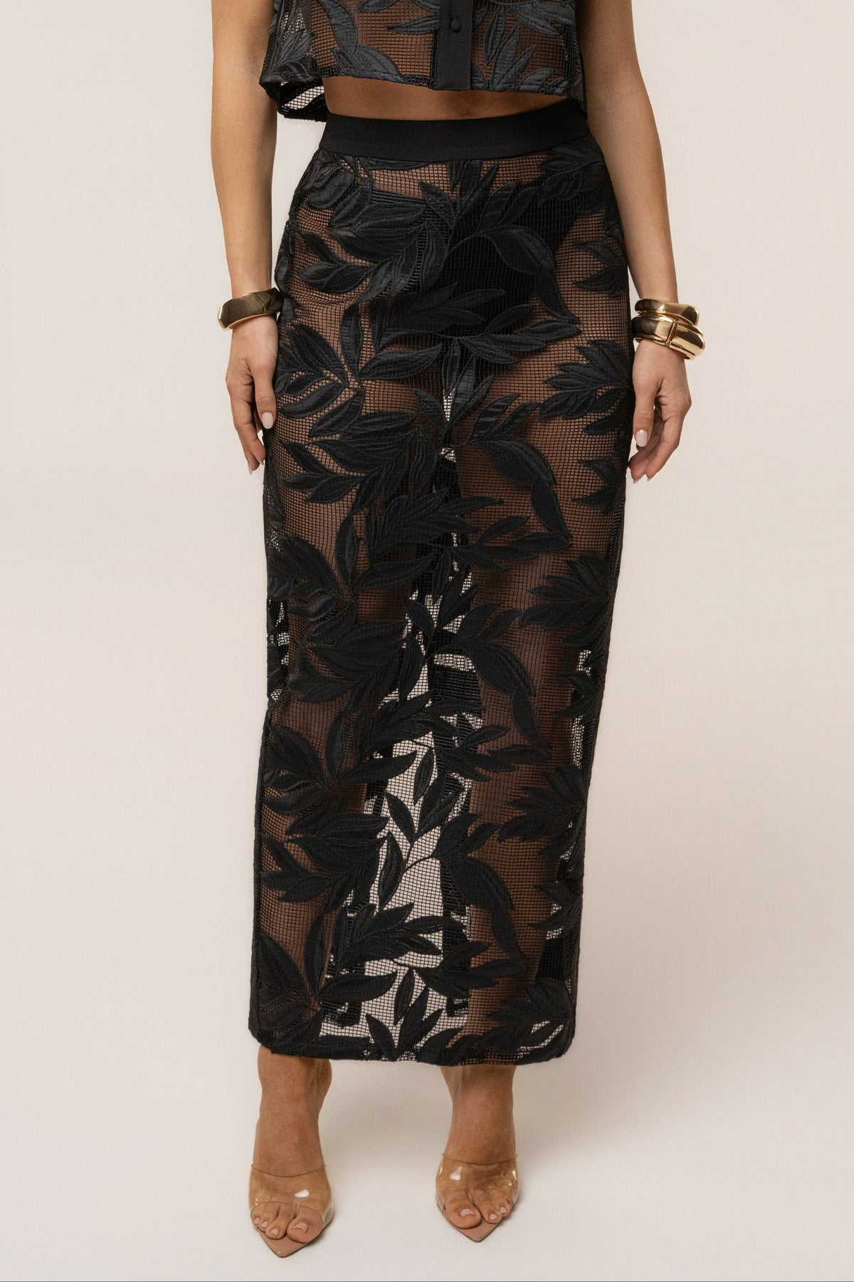 Black Bali Nights Embroidered  Skirt