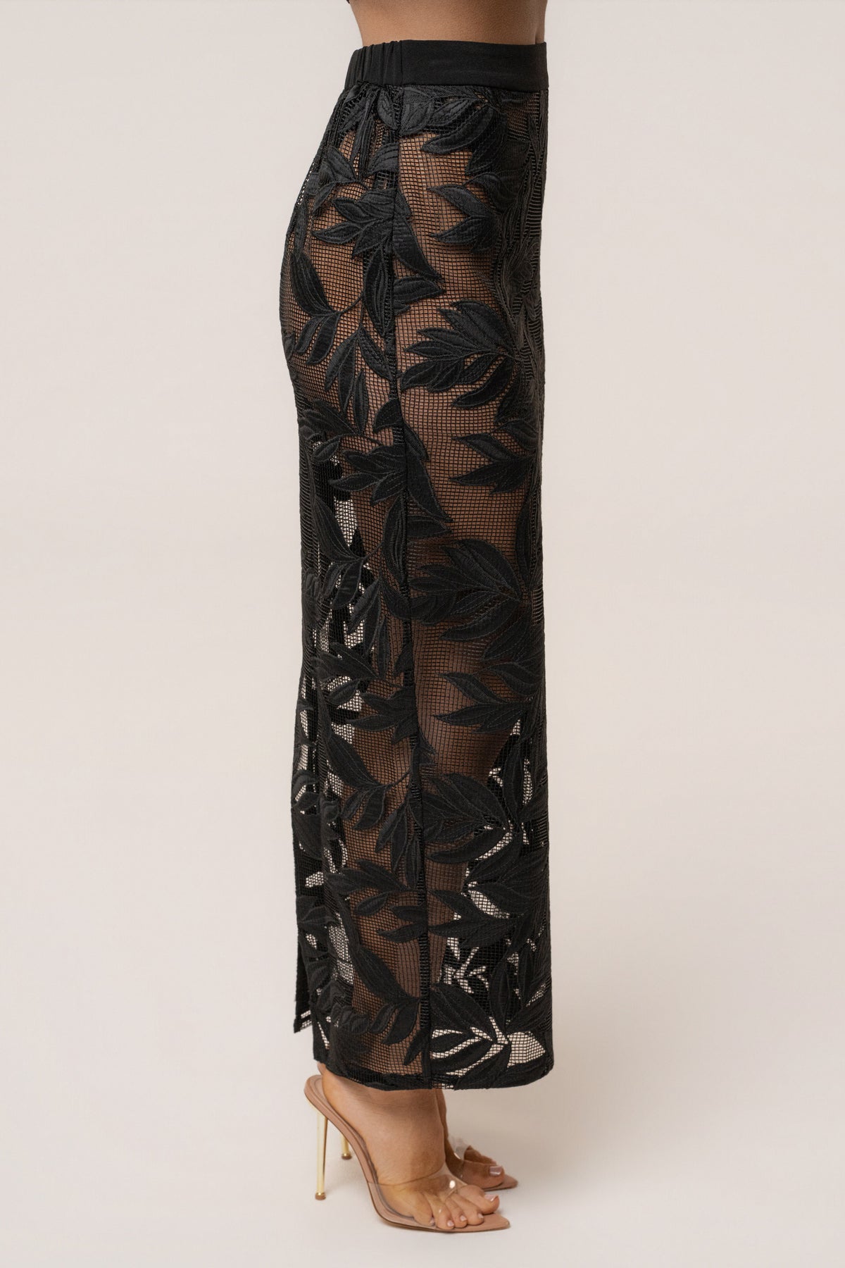 Black Bali Nights Embroidered  Skirt