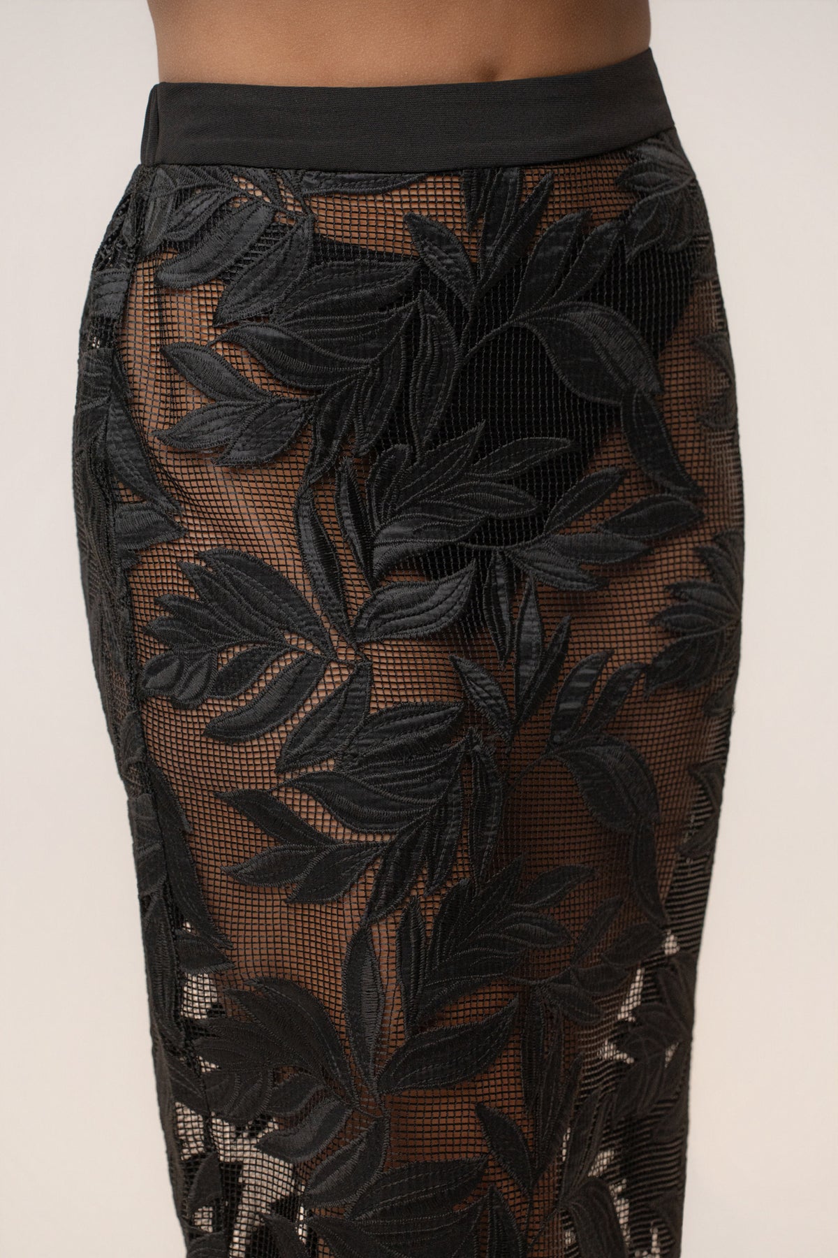 Black Bali Nights Embroidered  Skirt