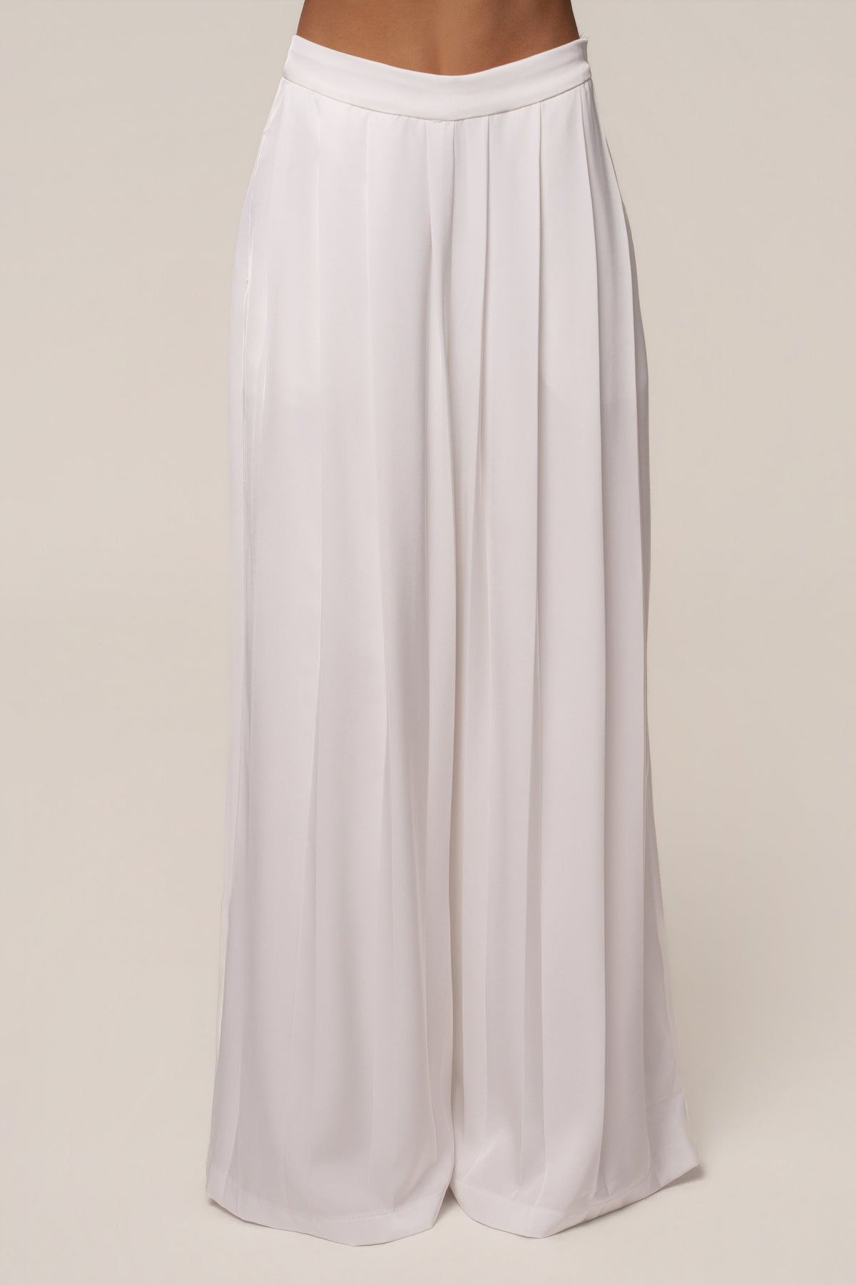Ivory Clara Wide Leg Pleated Trousers