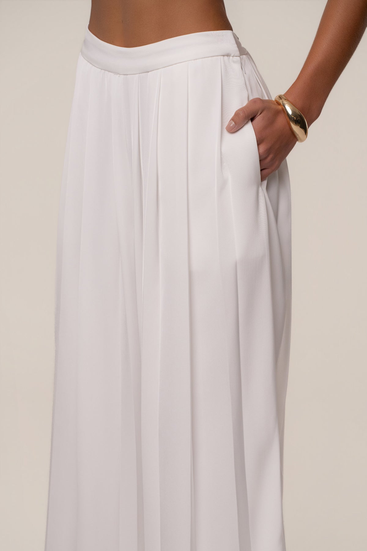 Ivory Clara Wide Leg Pleated Trousers