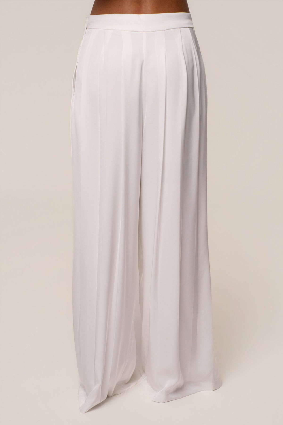 Ivory Clara Wide Leg Pleated Trousers