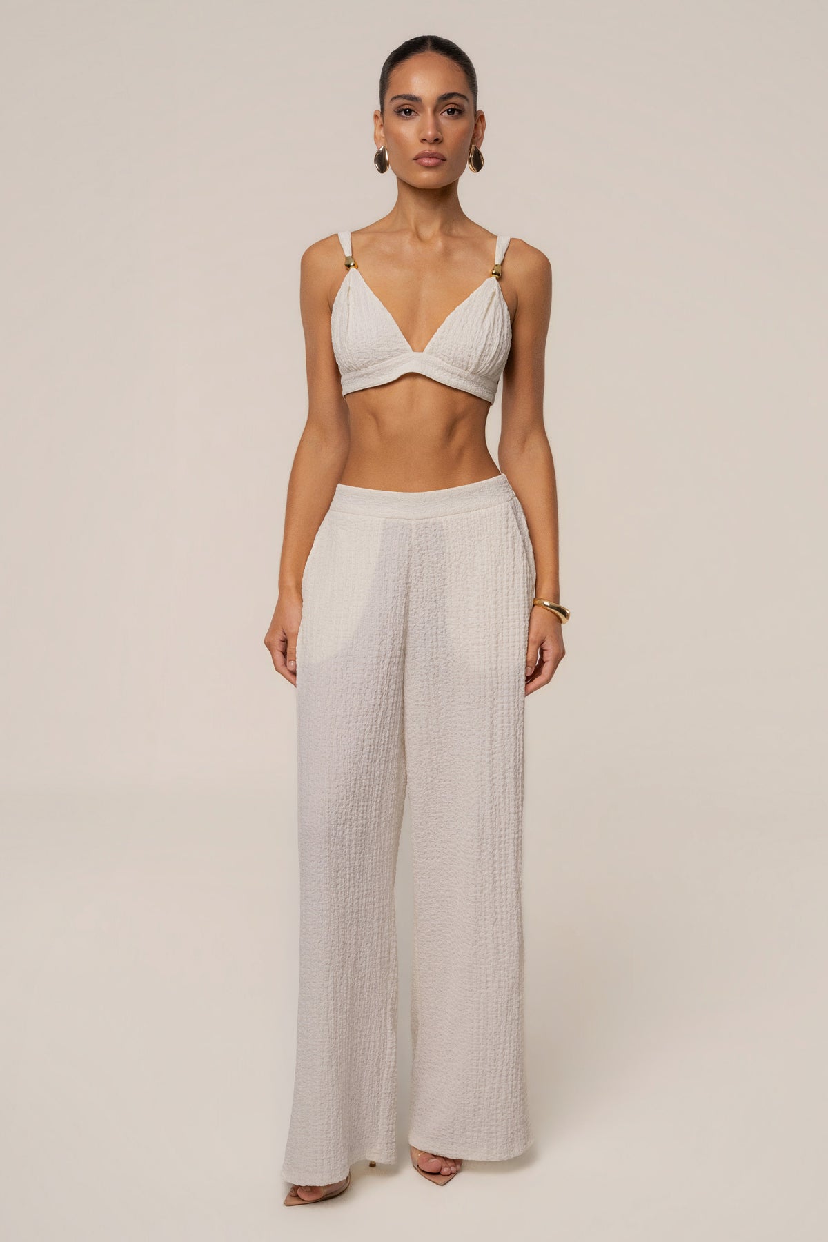Ivory Unwind Textured Pants
