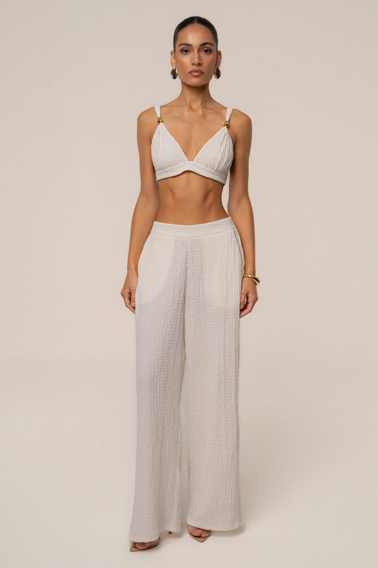 Ivory Unwind Textured Pants