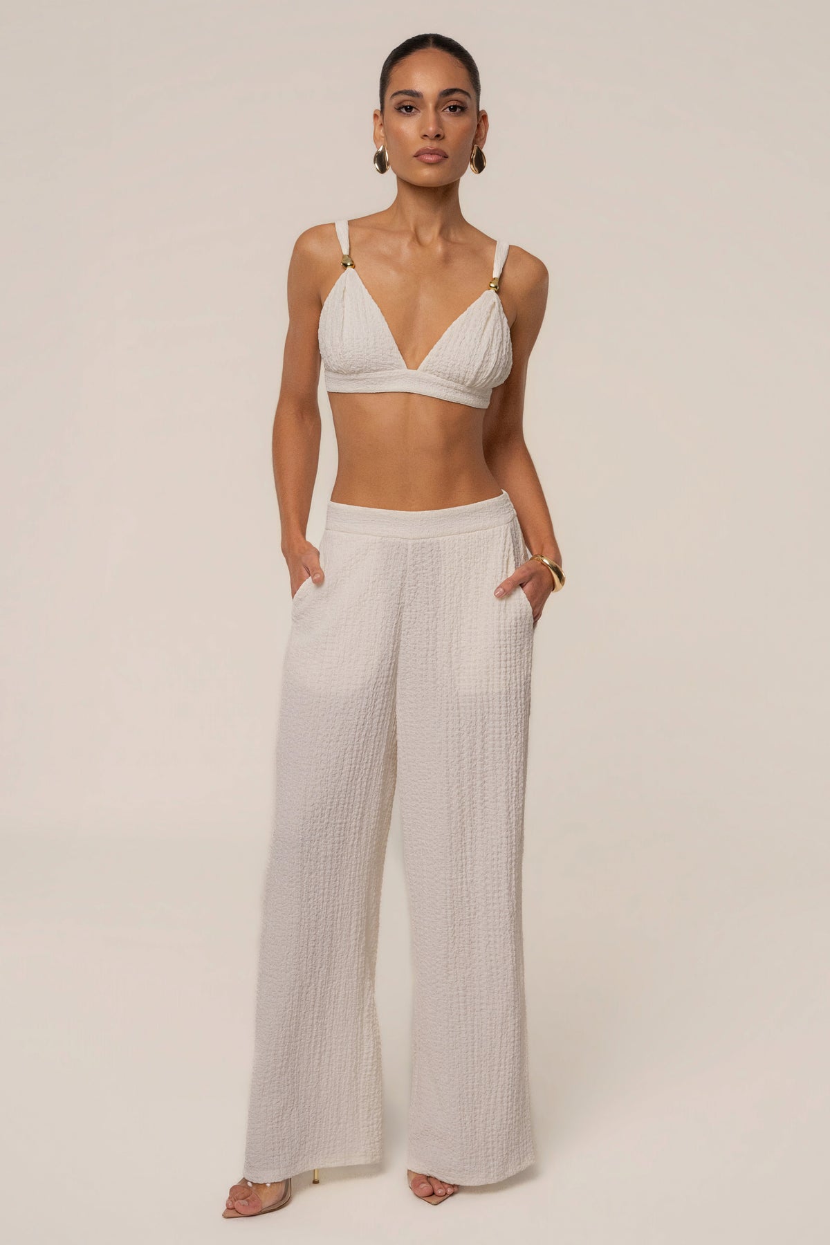 Ivory Unwind Textured Pants