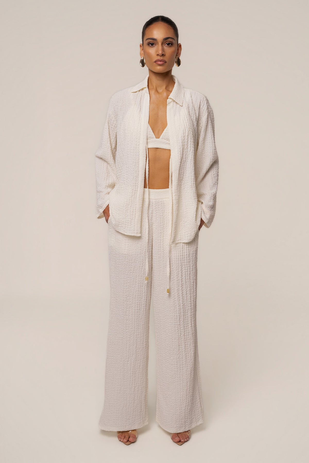Ivory Unwind Textured Pants