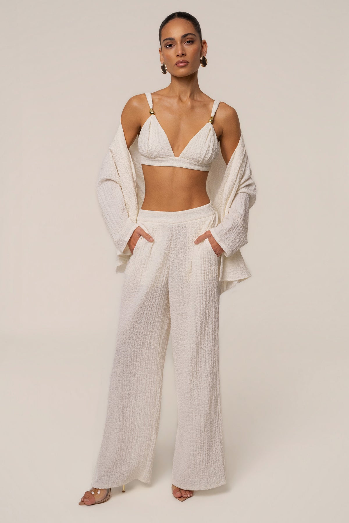 Ivory Unwind Textured Pants